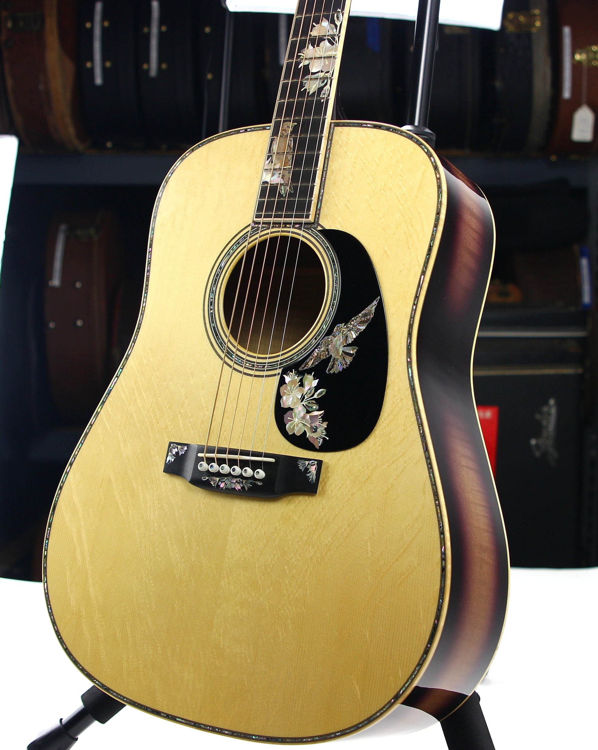 MINT Martin D-42 Purple Martin Flamed Myrtle Limited Edition - Dreadnought, Purple Sunburst