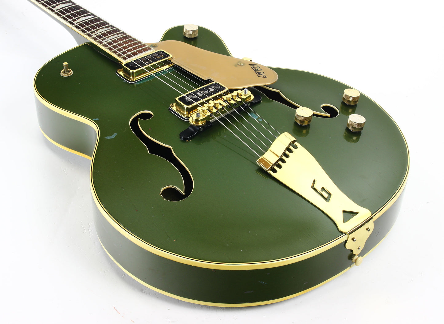 1957 Gretsch 6196 Country Club CADILLAC GREEN - Dearmond Pickups, white falcon size hollowbody guitar