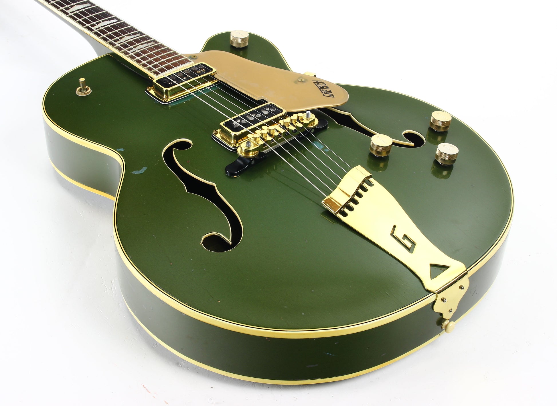 1957 Gretsch 6196 Country Club CADILLAC GREEN - Dearmond Pickups, white falcon size hollowbody guitar