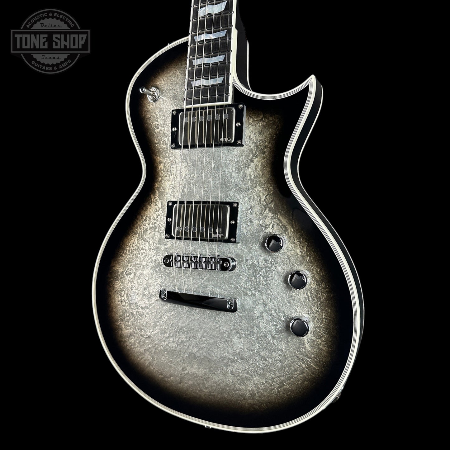 ESP Original Series Eclipse Custom Silver Liquid Metal Burst w/case E5231252