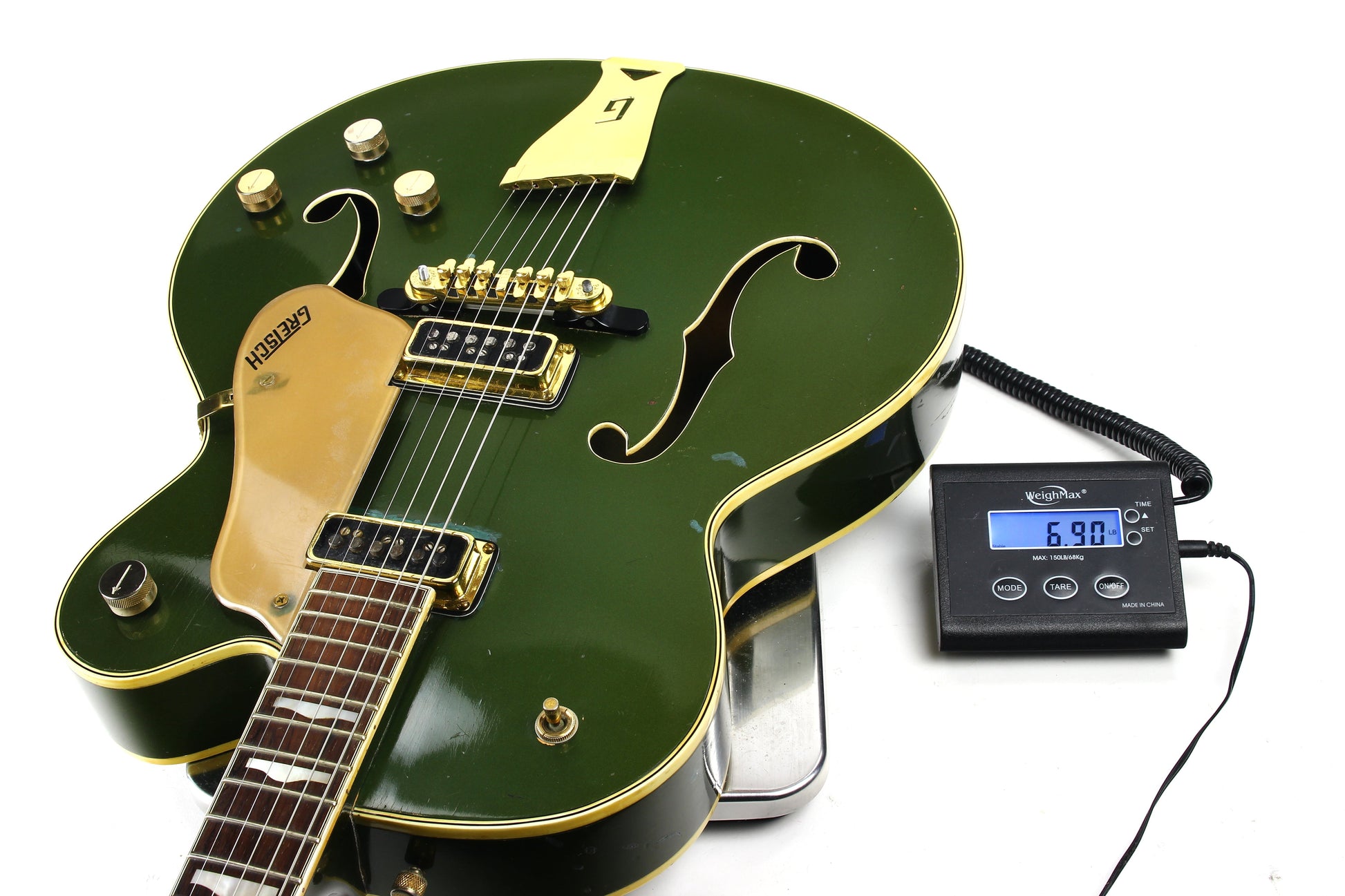 1957 Gretsch 6196 Country Club CADILLAC GREEN - Dearmond Pickups, white falcon size hollowbody guitar
