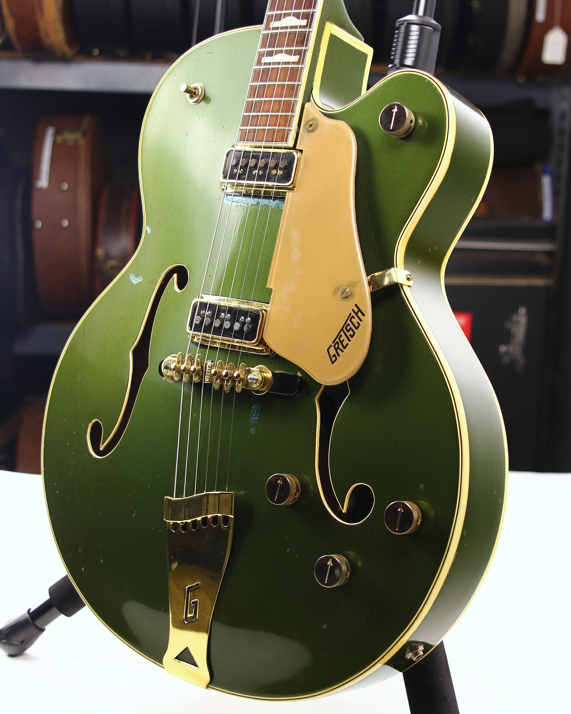 1957 Gretsch 6196 Country Club CADILLAC GREEN - Dearmond Pickups, white falcon size hollowbody guitar