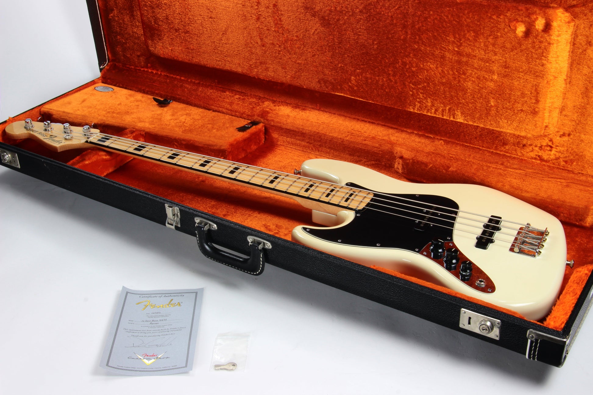 2011 Fender Custom Shop Masterbuilt 75 Jazz Bass Left-Handed - Maple, Black Blocks 1970's