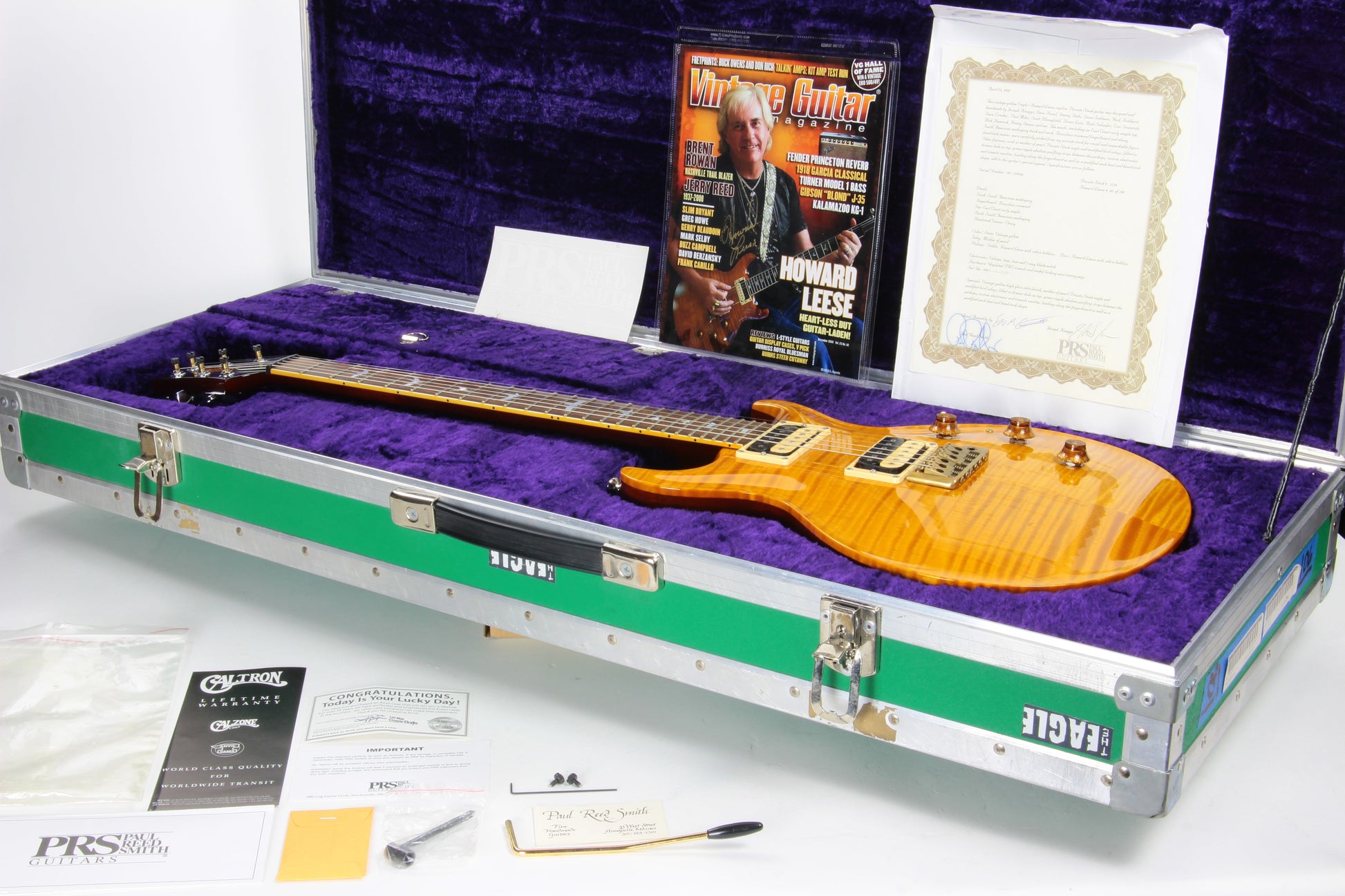 2009 PRS Howard Leese Private Stock Golden Eagle Paul Reed Smith - Brazilian Rosewood, Santana Headstock, Vintage Yellow