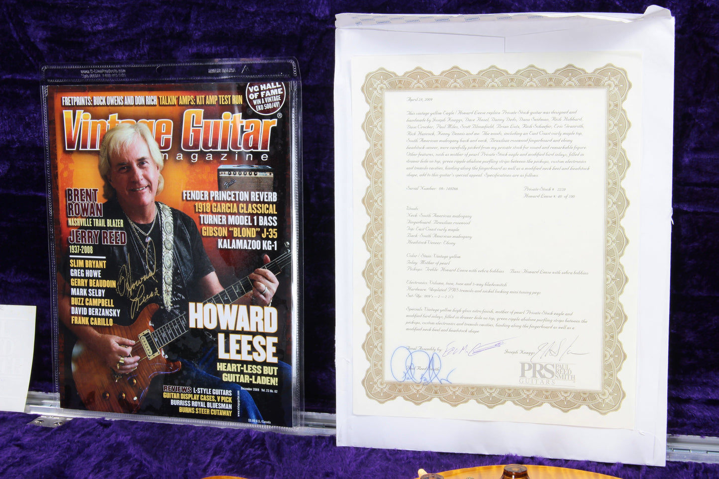 2009 PRS Howard Leese Private Stock Golden Eagle Paul Reed Smith - Brazilian Rosewood, Santana Headstock, Vintage Yellow