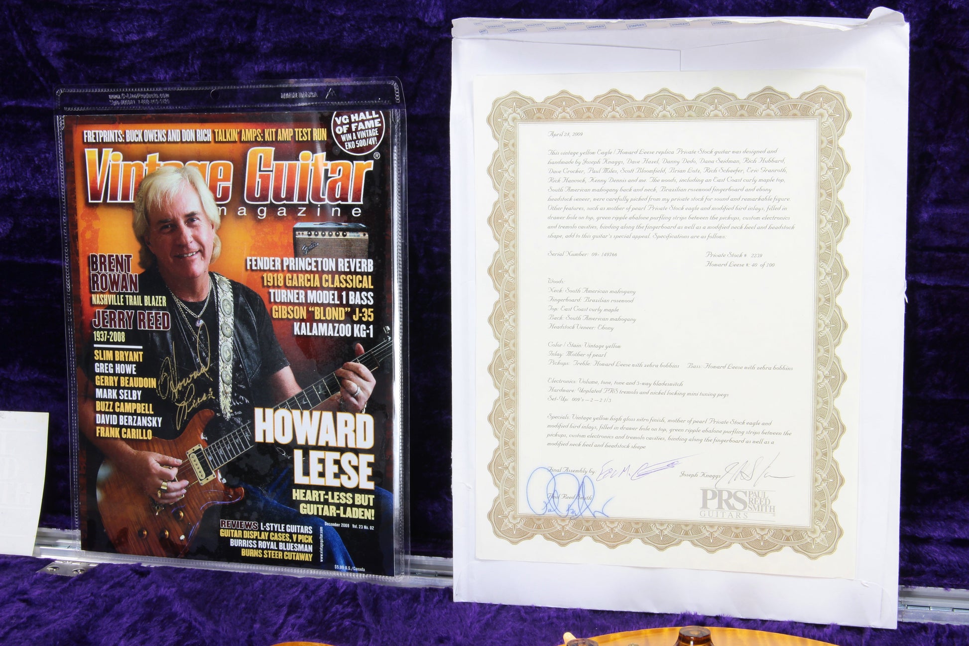 2009 PRS Howard Leese Private Stock Golden Eagle Paul Reed Smith - Brazilian Rosewood, Santana Headstock, Vintage Yellow