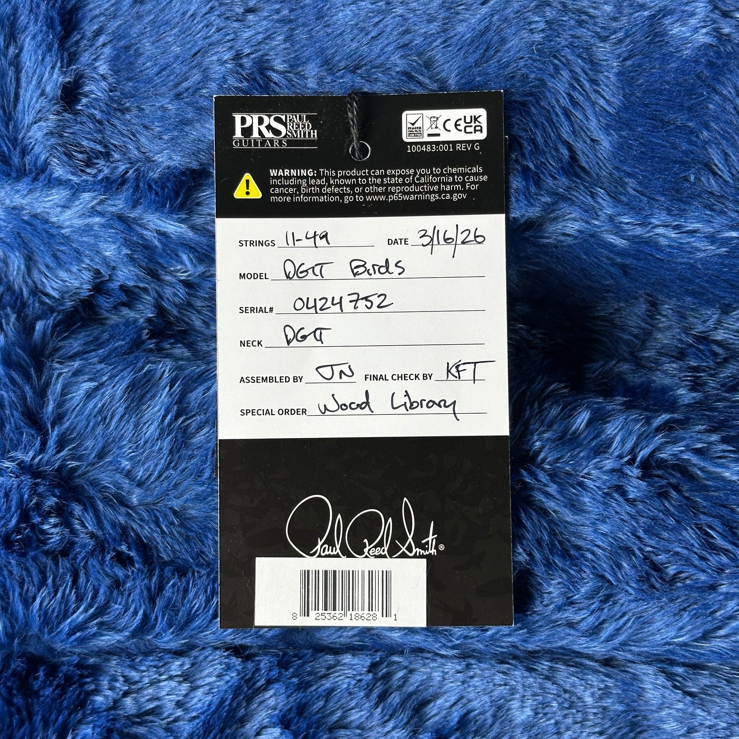 PRS Wood Library DGT 10 Top Faded Whale Blue Korina / Brazilian RW w/case 0424752