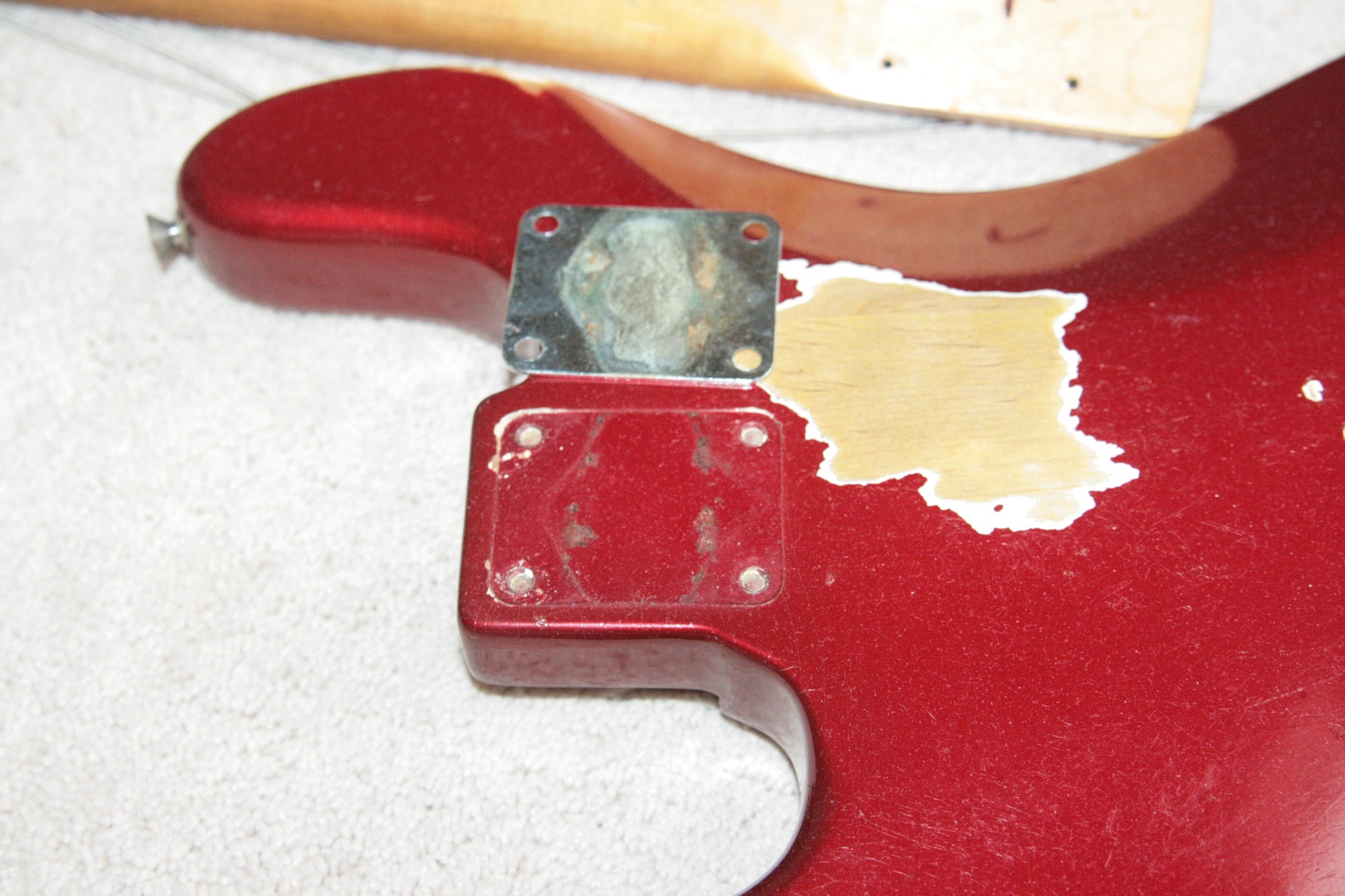 1965 Fender Jazz Bass Candy Apple Red Custom Color - No Binding, Dot Inlays, Matching Headstock!
