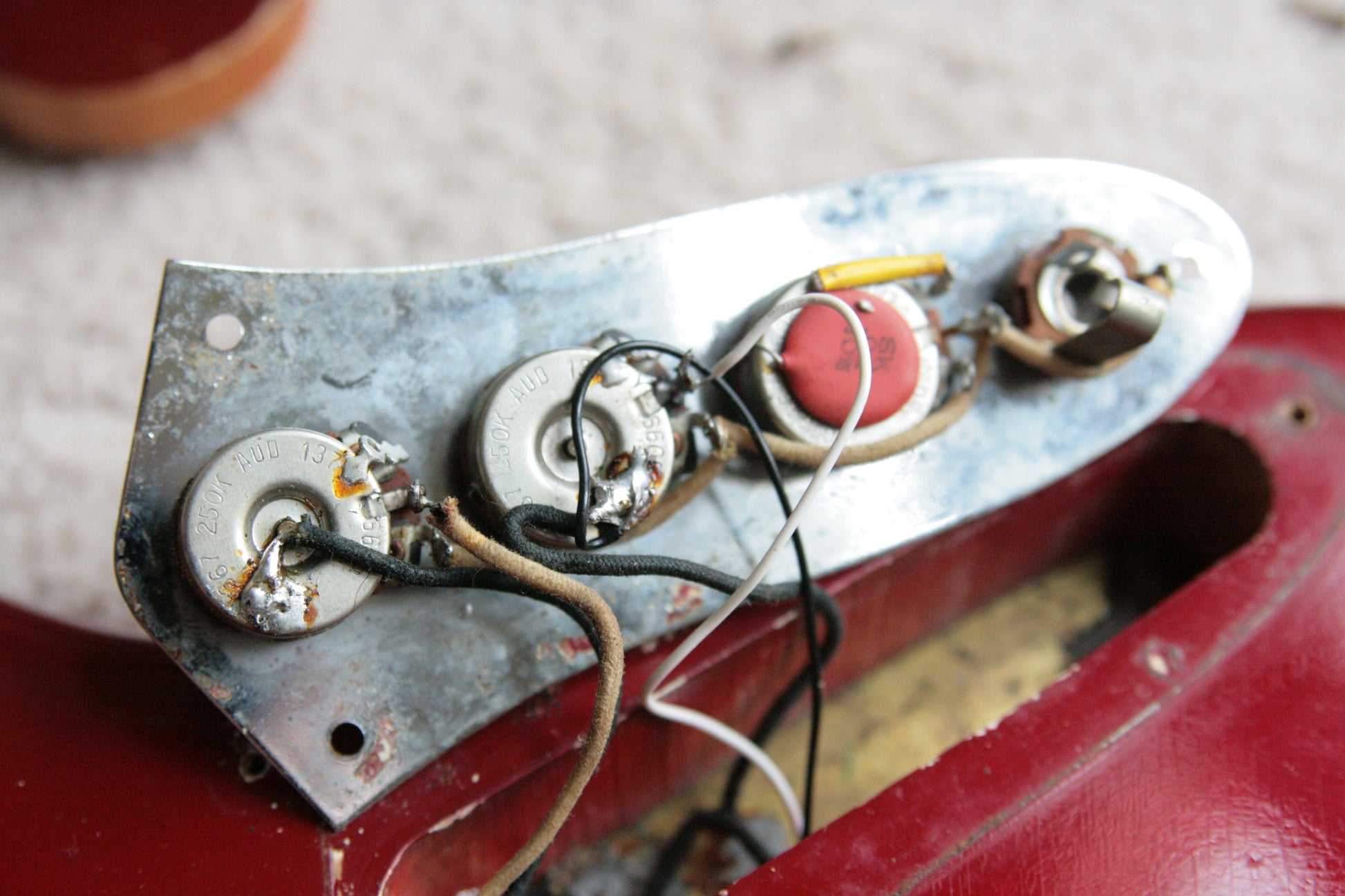 1965 Fender Jazz Bass Candy Apple Red Custom Color - No Binding, Dot Inlays, Matching Headstock!