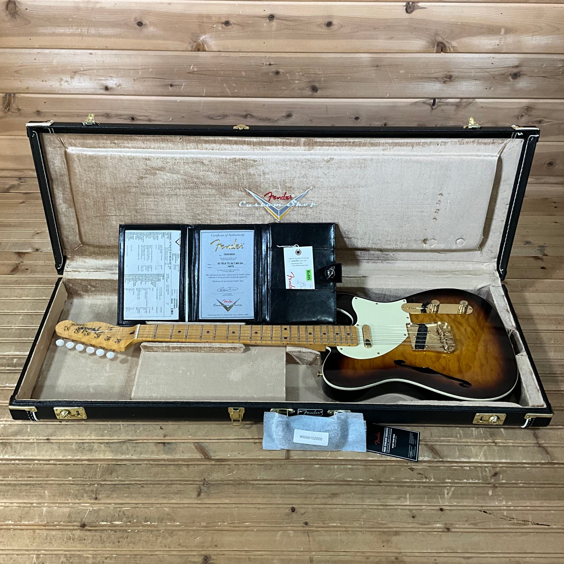 Fender Custom Shop 1963 Telecaster Thinline Time Capsule Quilted Top Electric Guitar - 2-Color Sunburst