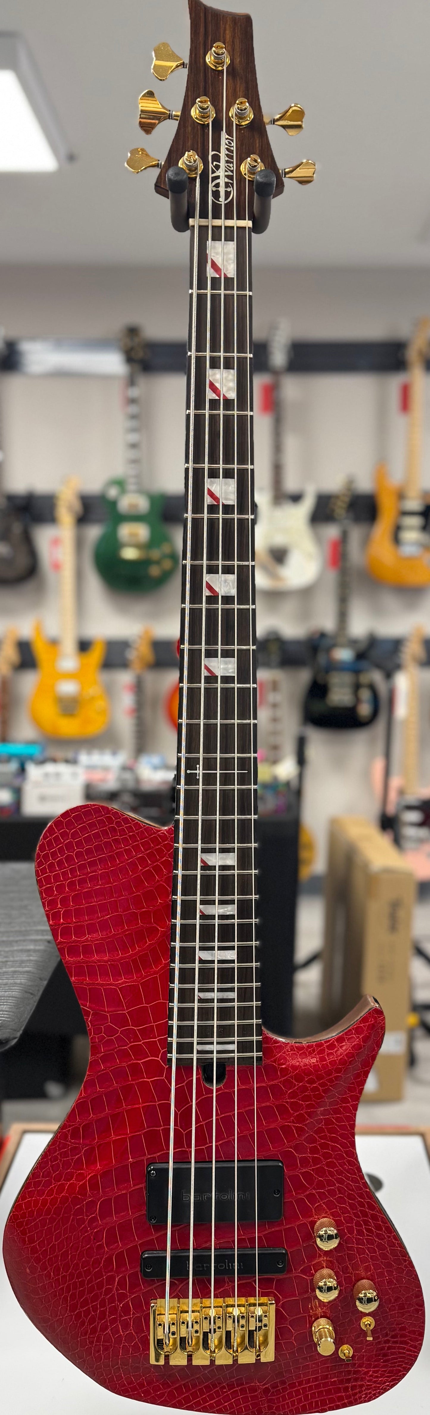 Used Warrior Kings Closet Isabella 5-String Bass Red Alligator Top w/Bag TSS6755