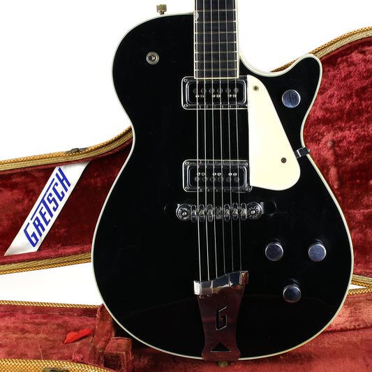 1955 Gretsch Duo Jet Black Vintage Electric Guitar w/ Tweed Case - Original Black Nitron Drum Wrap Top!