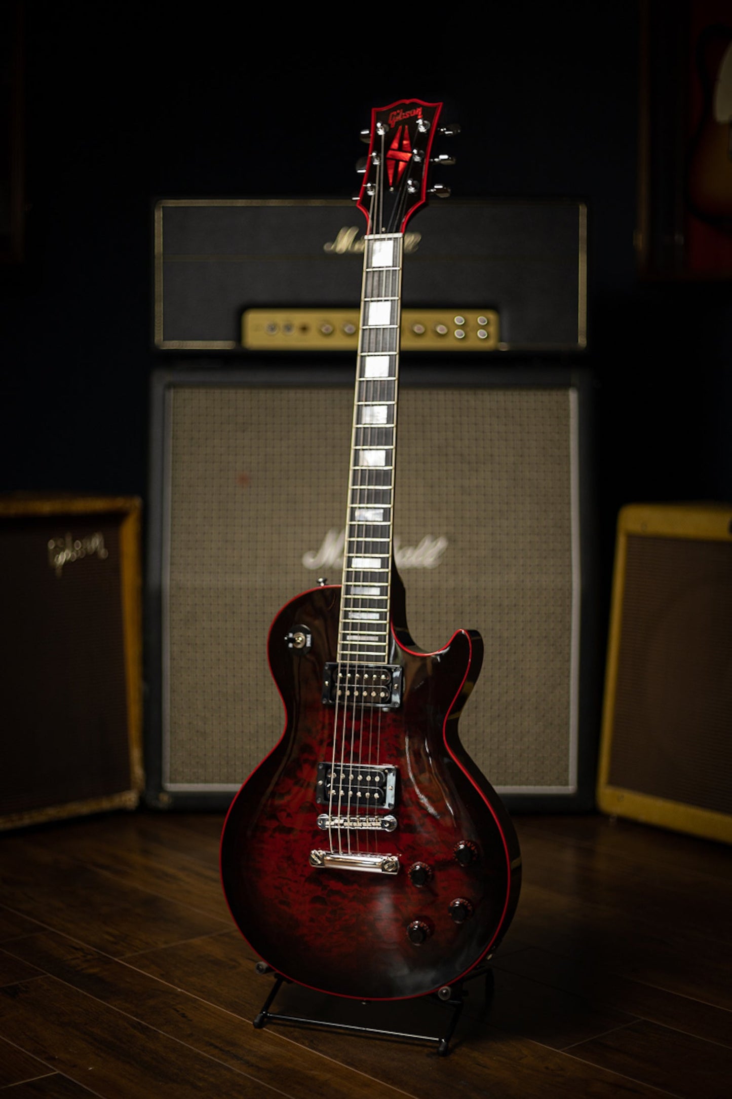 2009 Gibson Les Paul LPR7 Black Widow Electric Guitar - Black/Red