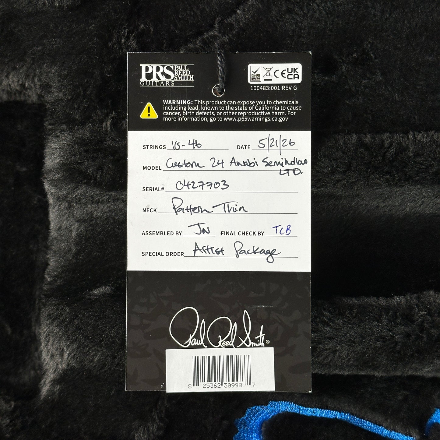 PRS Custom 24 Semi-Hollow LTD Flame Artist Top Faded Indigo w/case 0427703
