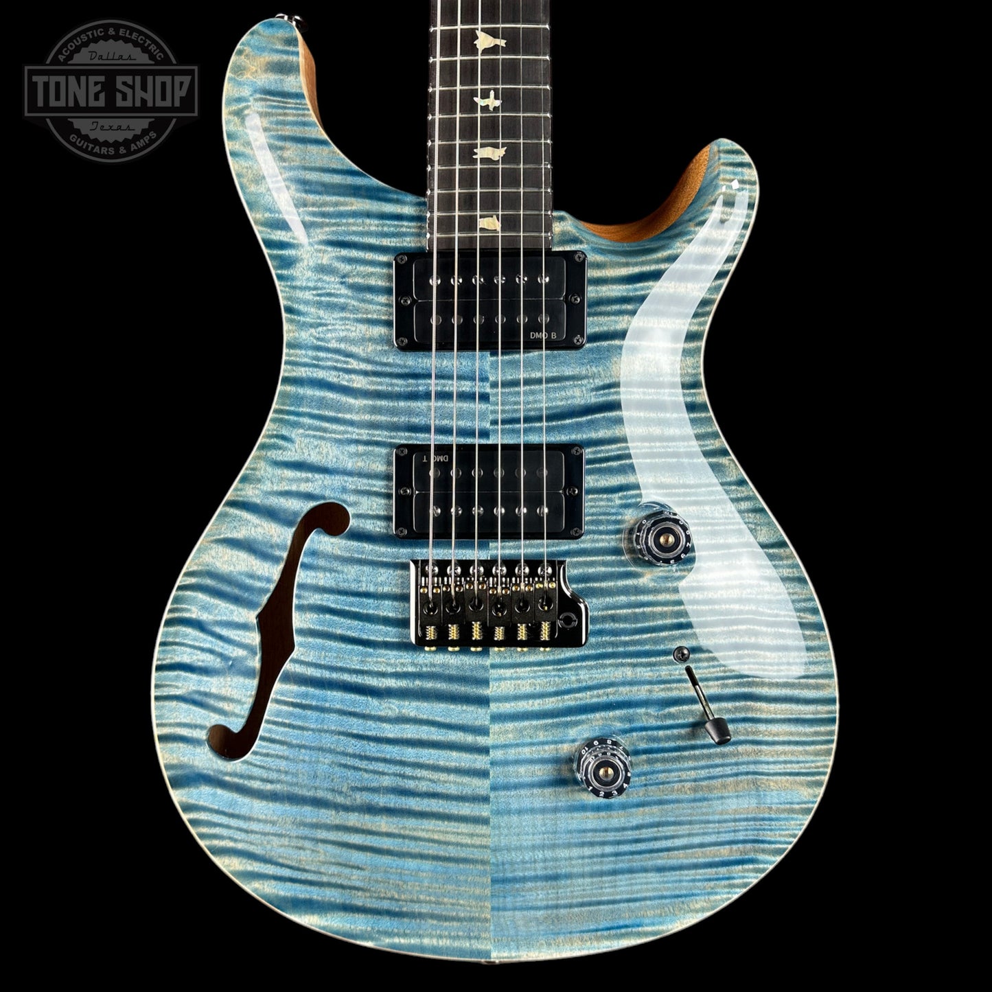 PRS Custom 24 Semi-Hollow LTD Flame Artist Top Faded Indigo w/case 0427703