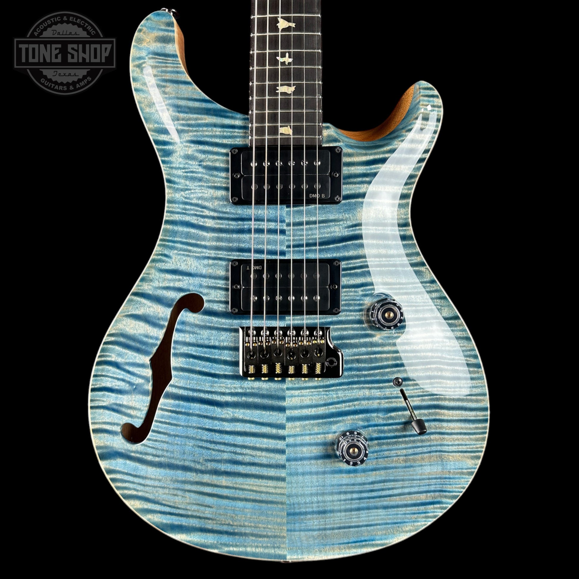 PRS Custom 24 Semi-Hollow LTD Flame Artist Top Faded Indigo w/case 0427703