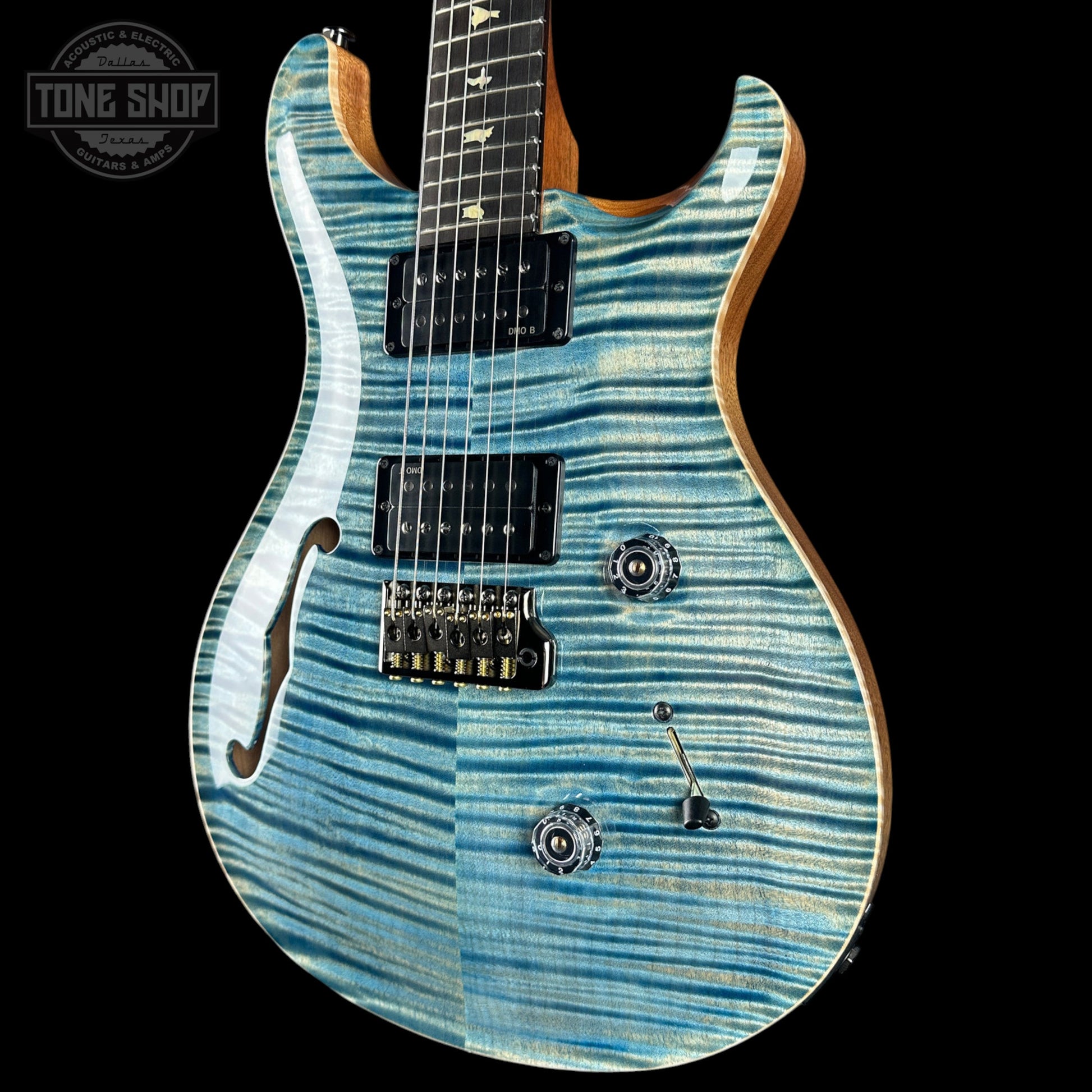 PRS Custom 24 Semi-Hollow LTD Flame Artist Top Faded Indigo w/case 0427703