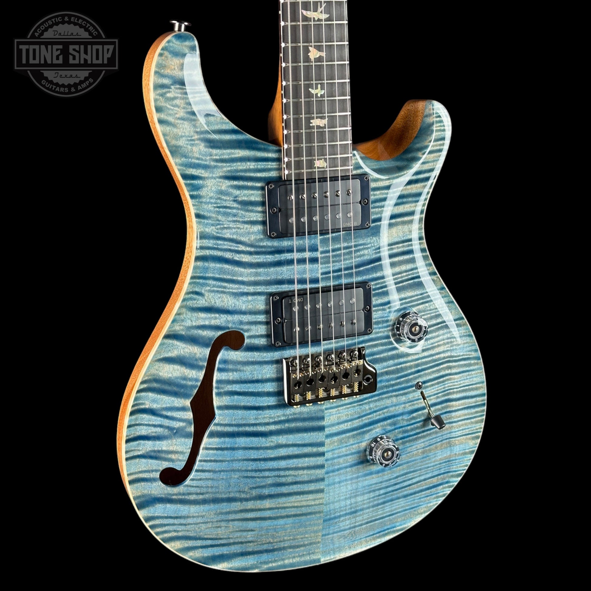 PRS Custom 24 Semi-Hollow LTD Flame Artist Top Faded Indigo w/case 0427703