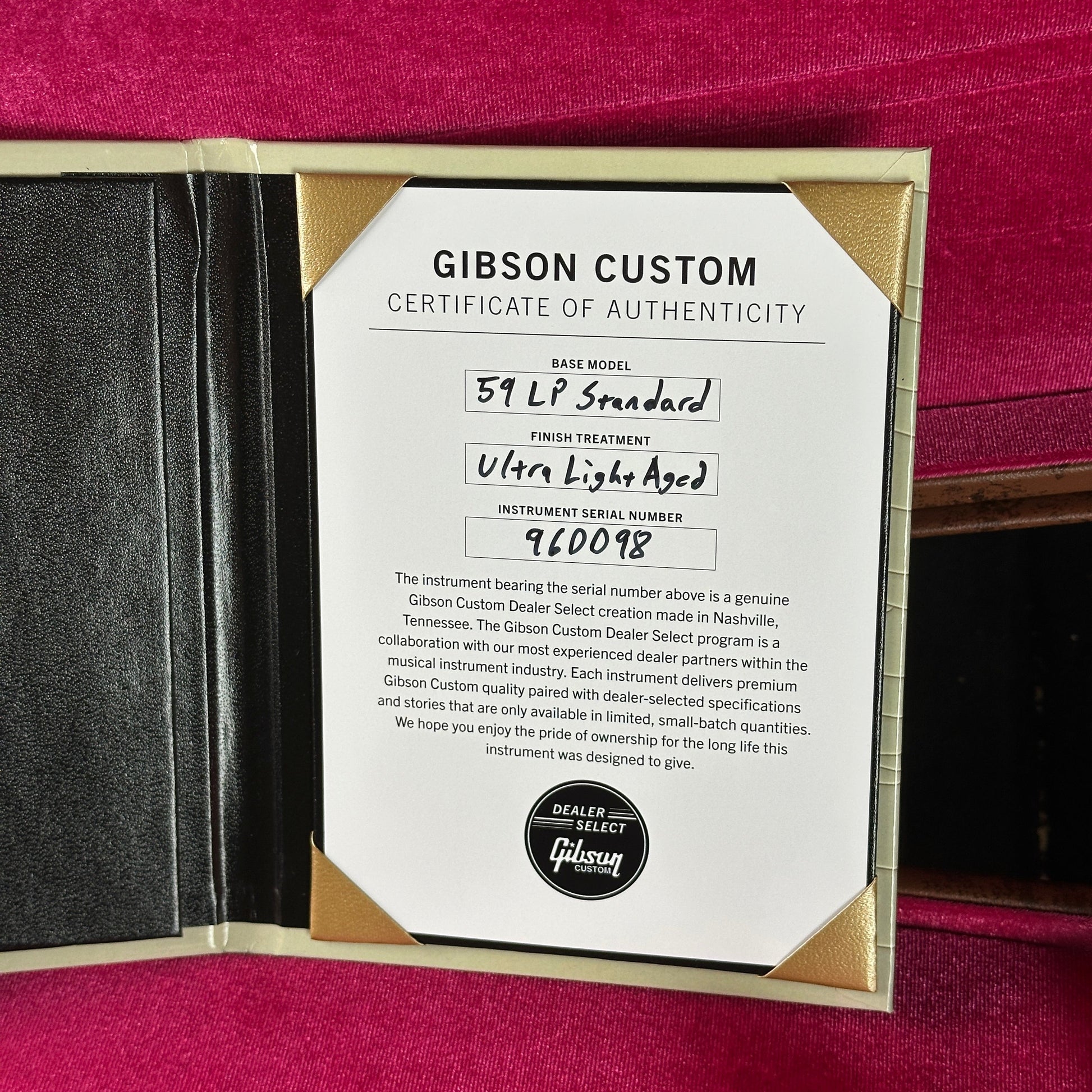 Gibson Custom Dealer Select 1959 Les Paul Standard Chambered Golden Poppy Ultra Light Aged w/case 960098