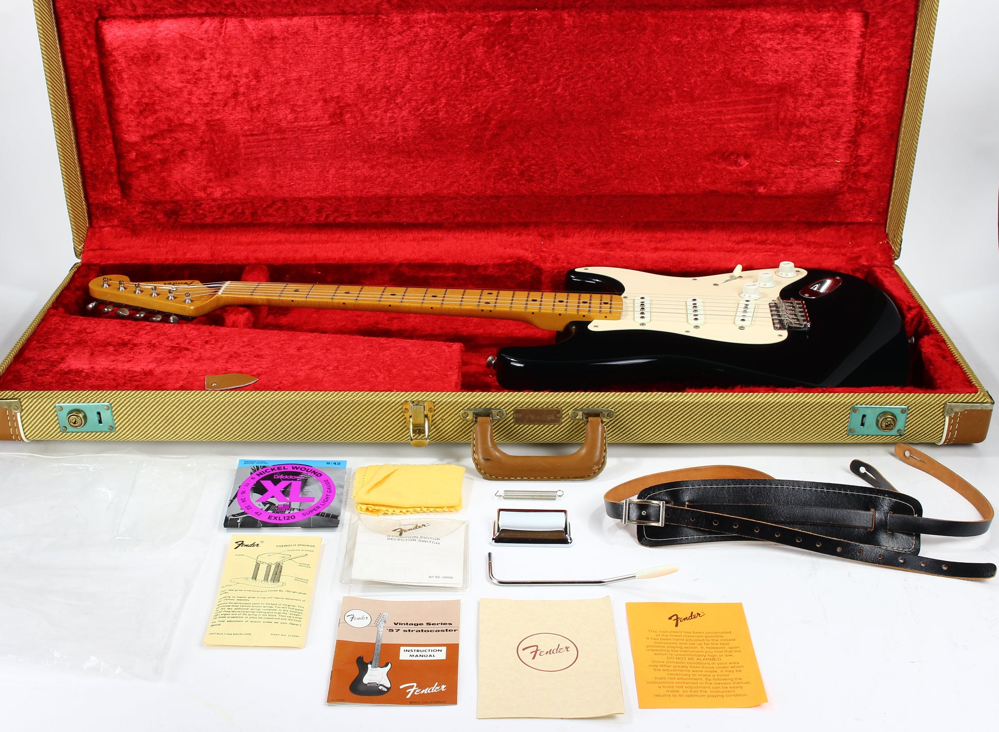 MINTY 1991 Fender Custom Shop '57 Stratocaster BLACK -- Art Esparza, Maple Neck, Tweed Case w Tags!