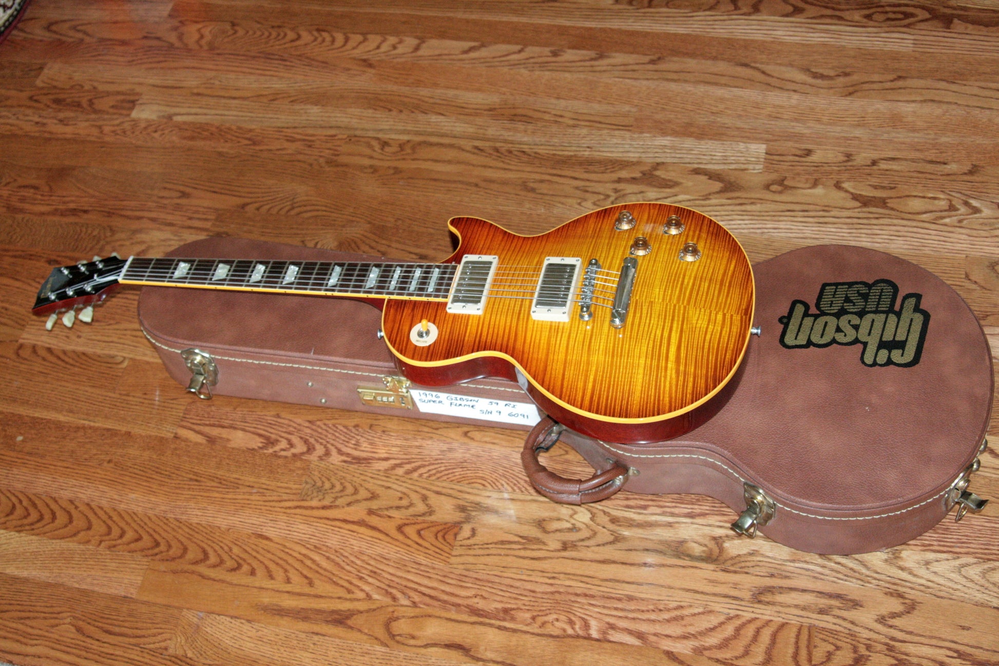 1996 Gibson '59 Les Paul Reissue Flametop Sunburst! 1959 R9 LP CLEAN! BIG TOP!