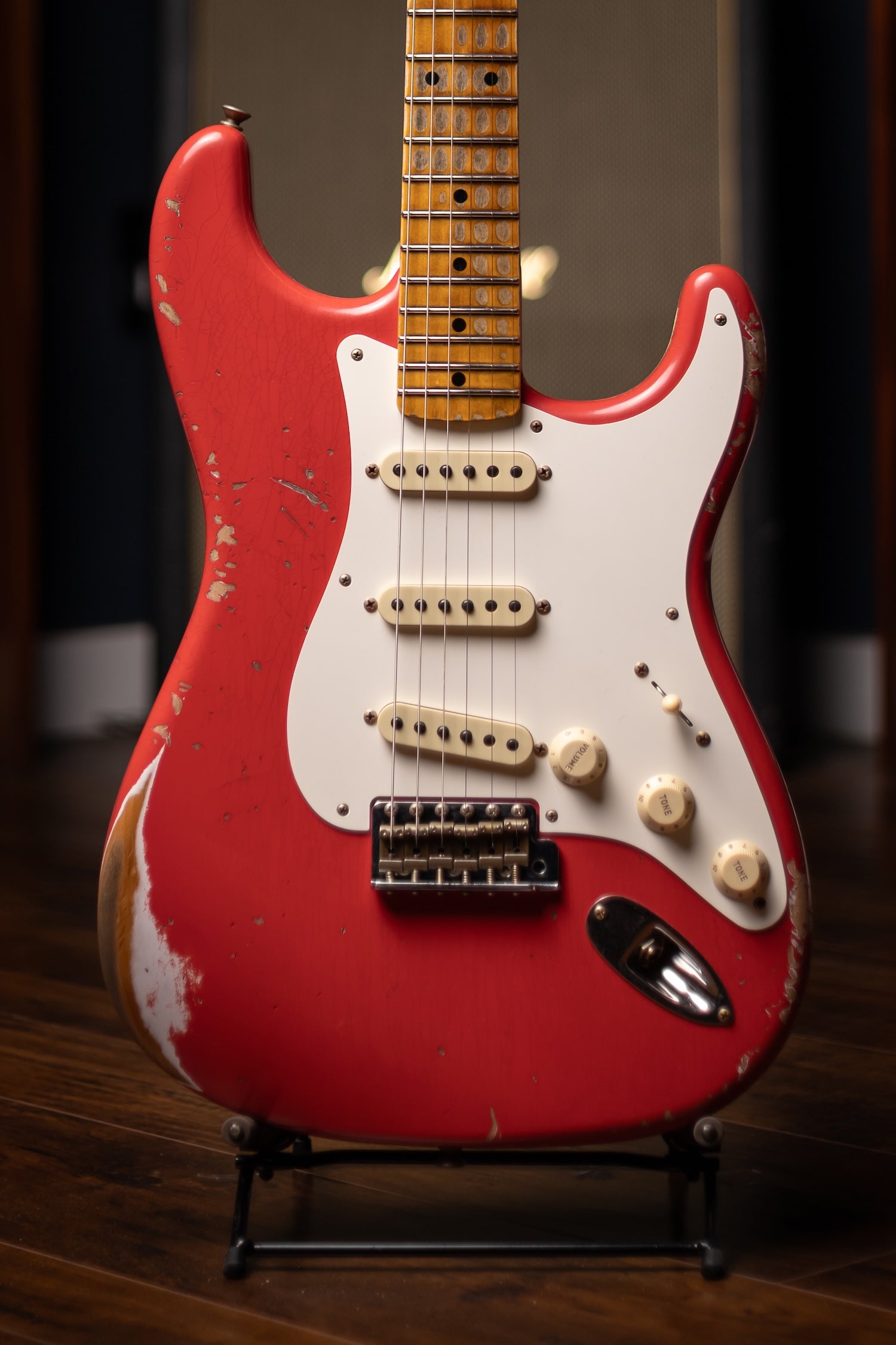 Fender Custom Shop 1957 Stratocaster® Heavy Relic®, 1-Piece Rift Sawn Maple Neck Fingerboard Electric Guitar -  Aged Fiesta Red