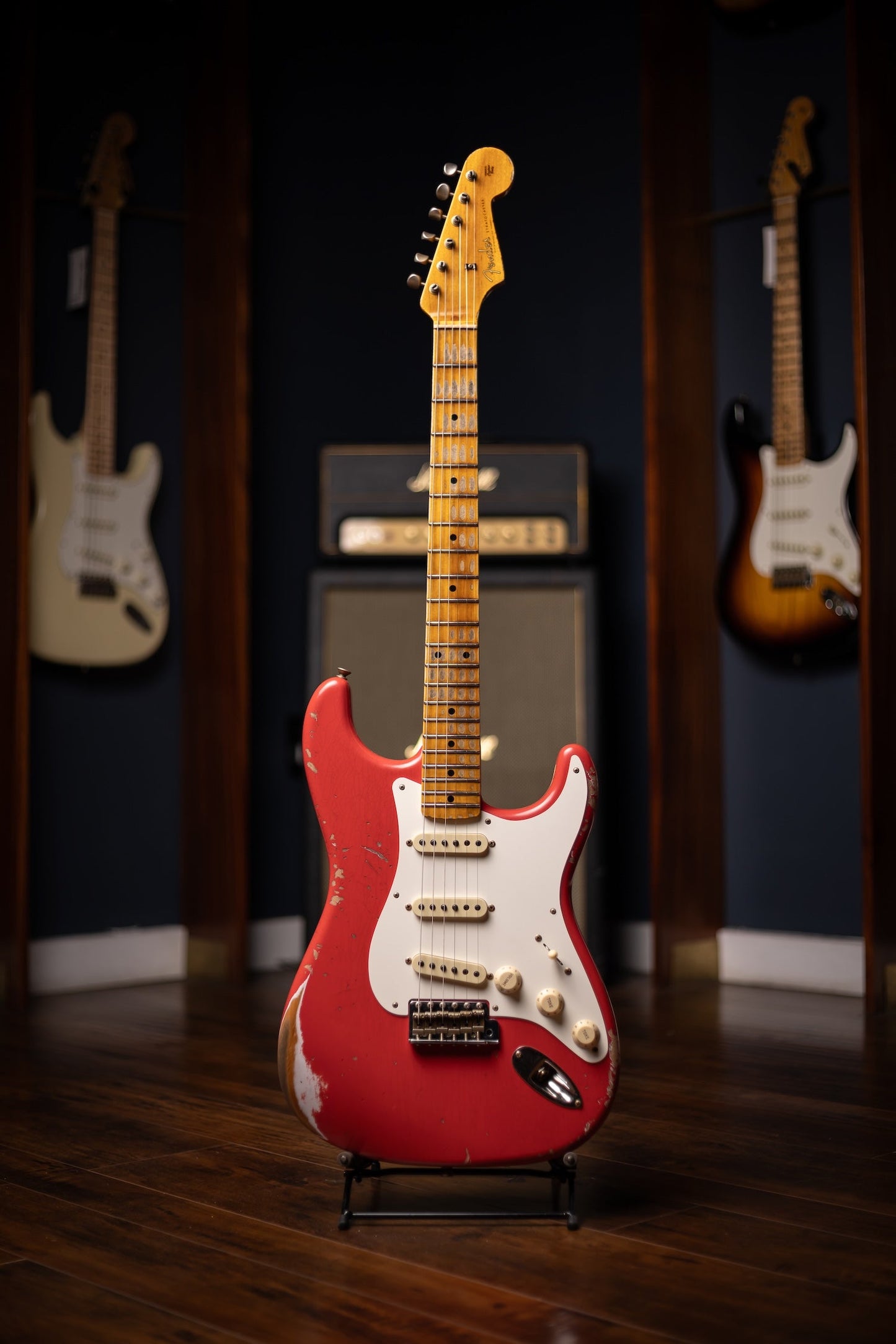 Fender Custom Shop 1957 Stratocaster® Heavy Relic®, 1-Piece Rift Sawn Maple Neck Fingerboard Electric Guitar -  Aged Fiesta Red