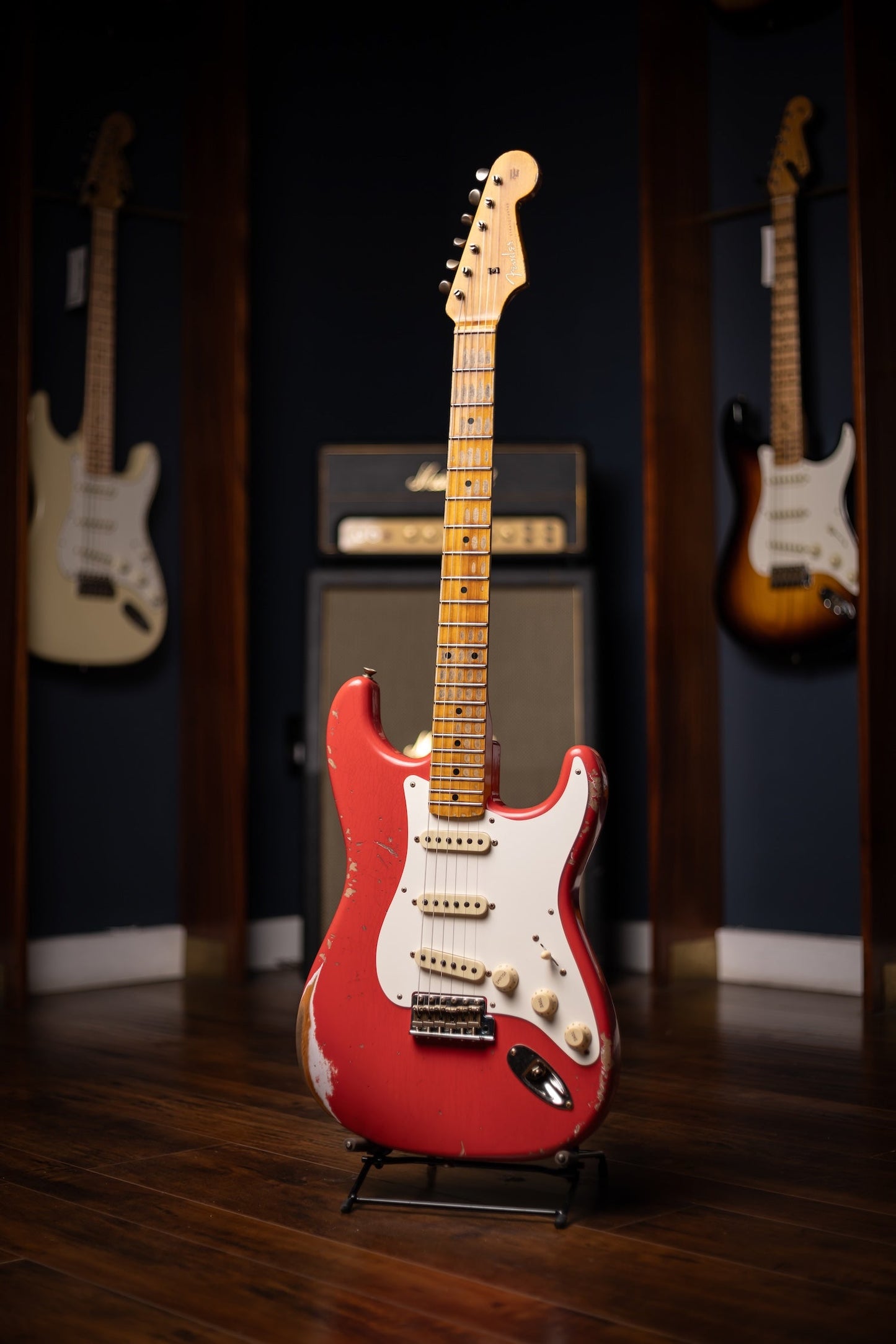 Fender Custom Shop 1957 Stratocaster® Heavy Relic®, 1-Piece Rift Sawn Maple Neck Fingerboard Electric Guitar -  Aged Fiesta Red