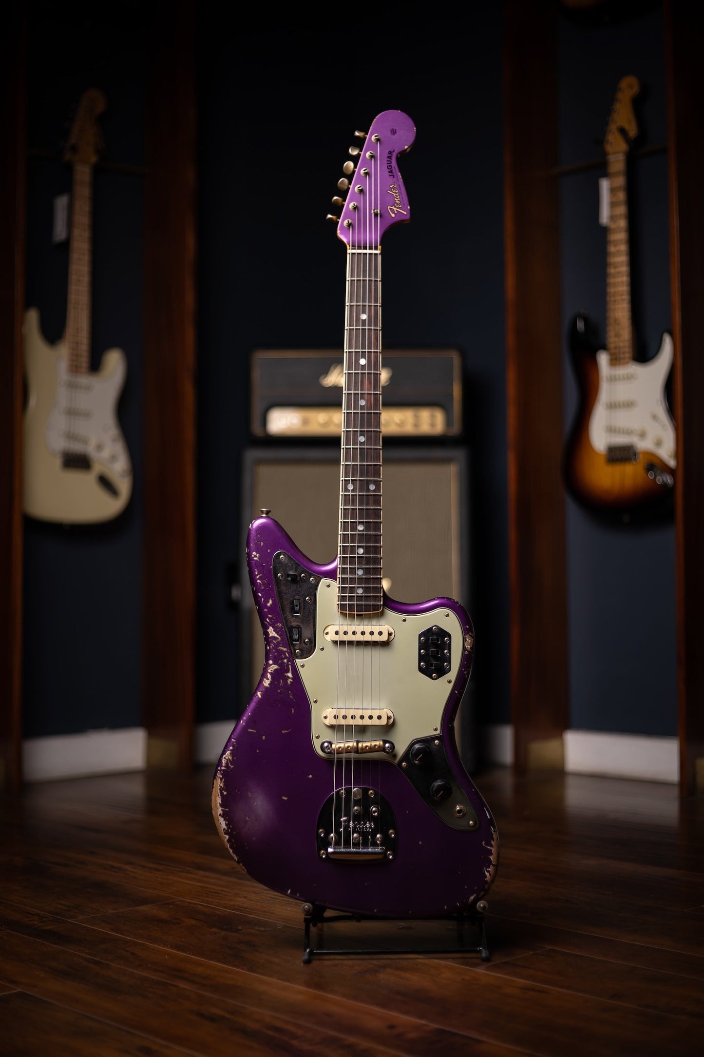 Fender Custom Shop 1965 Jaguar Heavy Relic Electric Guitar - Faded Purple Metallic