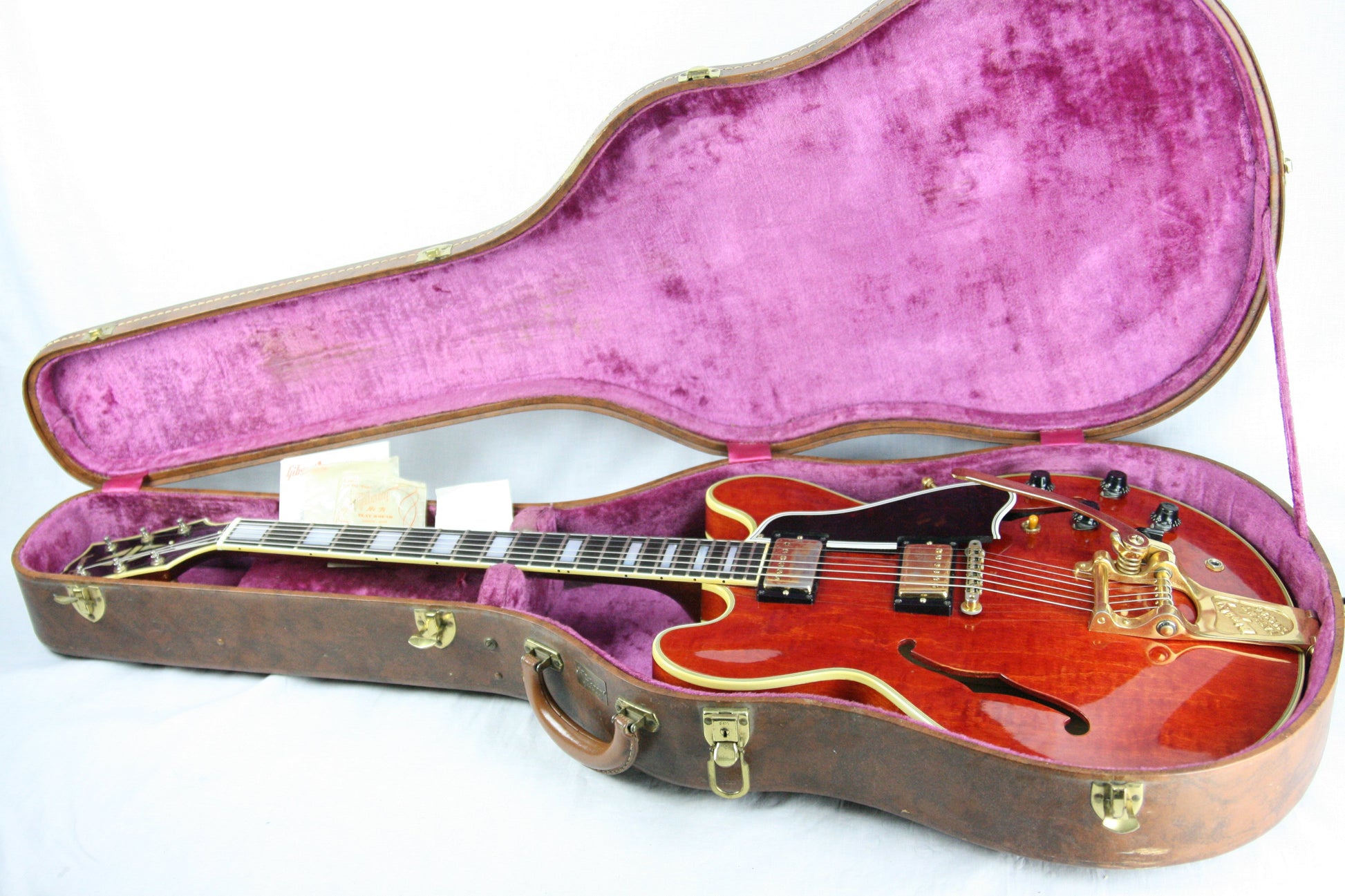 1960 Gibson ES-355 TDSV! CLEAN, PAF's, Watermelon Cherry w/ FLAME! Bigsby