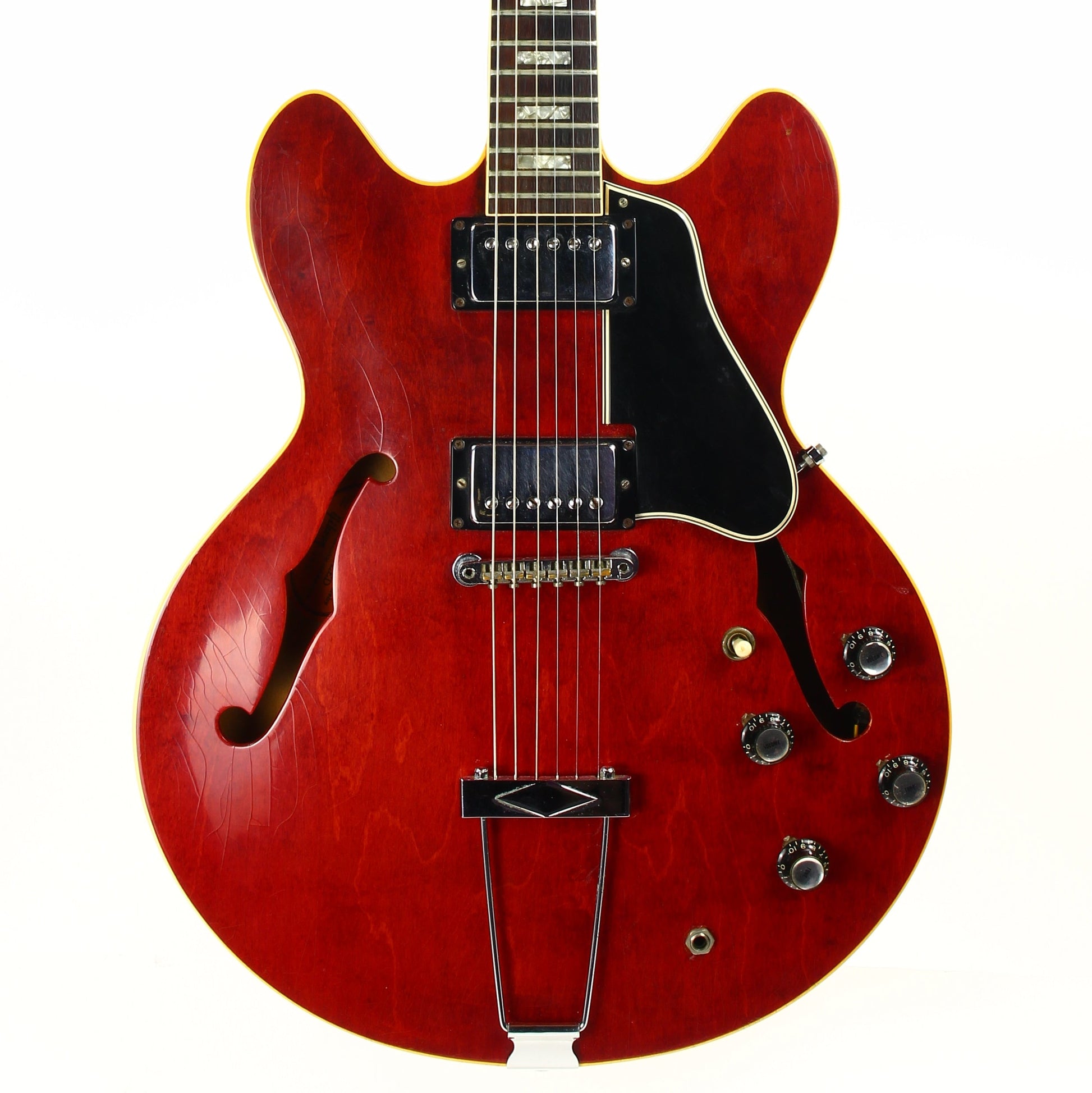 1967 Gibson ES-335 TDC Cherry Red | Dual Patent Number Sticker Humbuckers, Vintage Semi-Hollow Body ES335