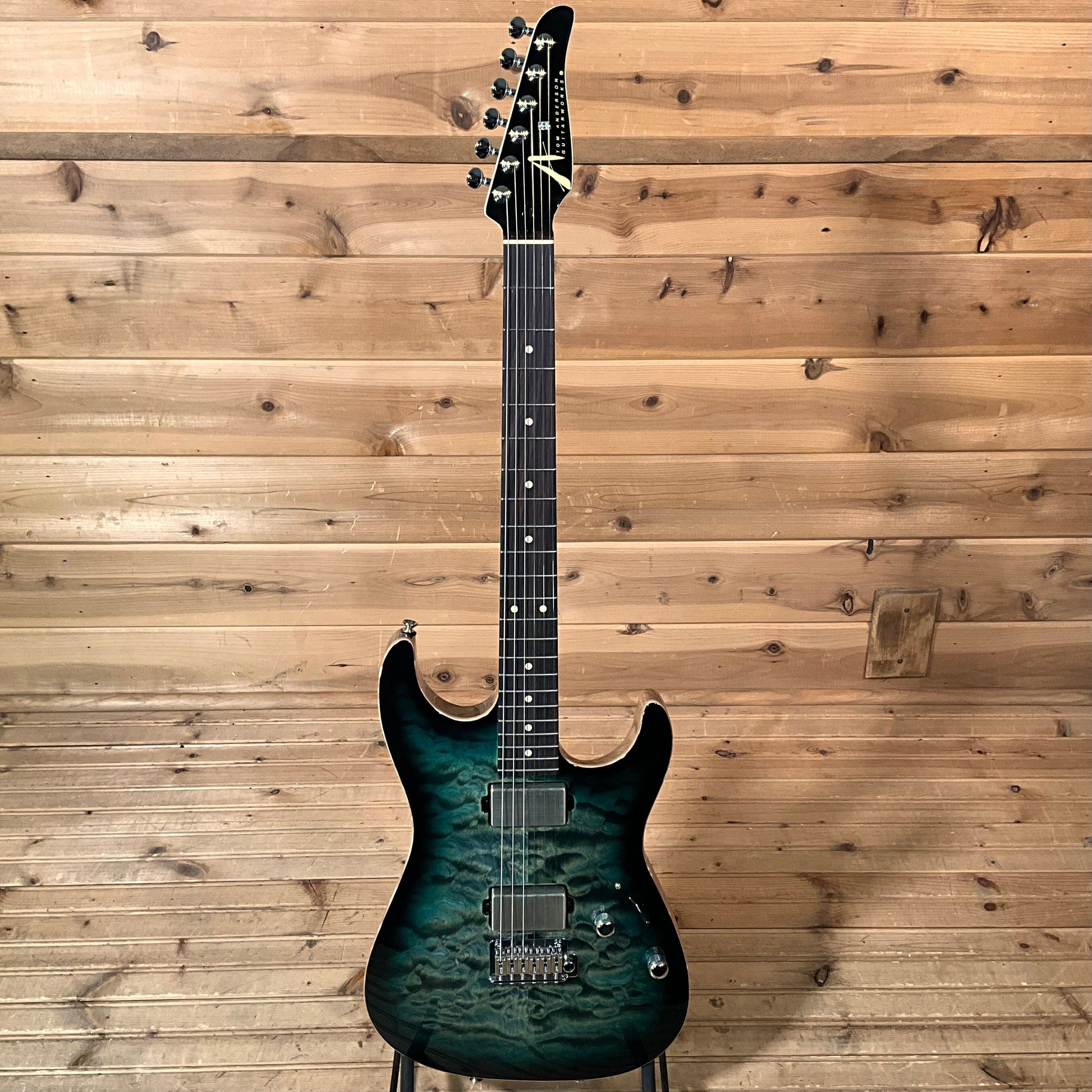 Tom Anderson Drop Top Electric Guitar - Cajun Key Lime / Teal / Black Edge Burst with Binding / Natural Back