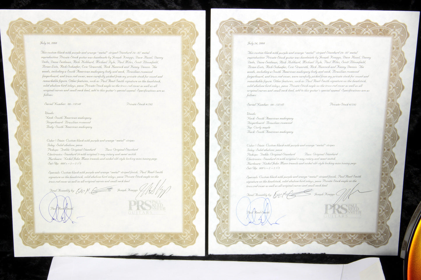PRS Private Stock '85 Metal BRAZILIAN ROSEWOOD Paul Reed Smith Signed Headstock