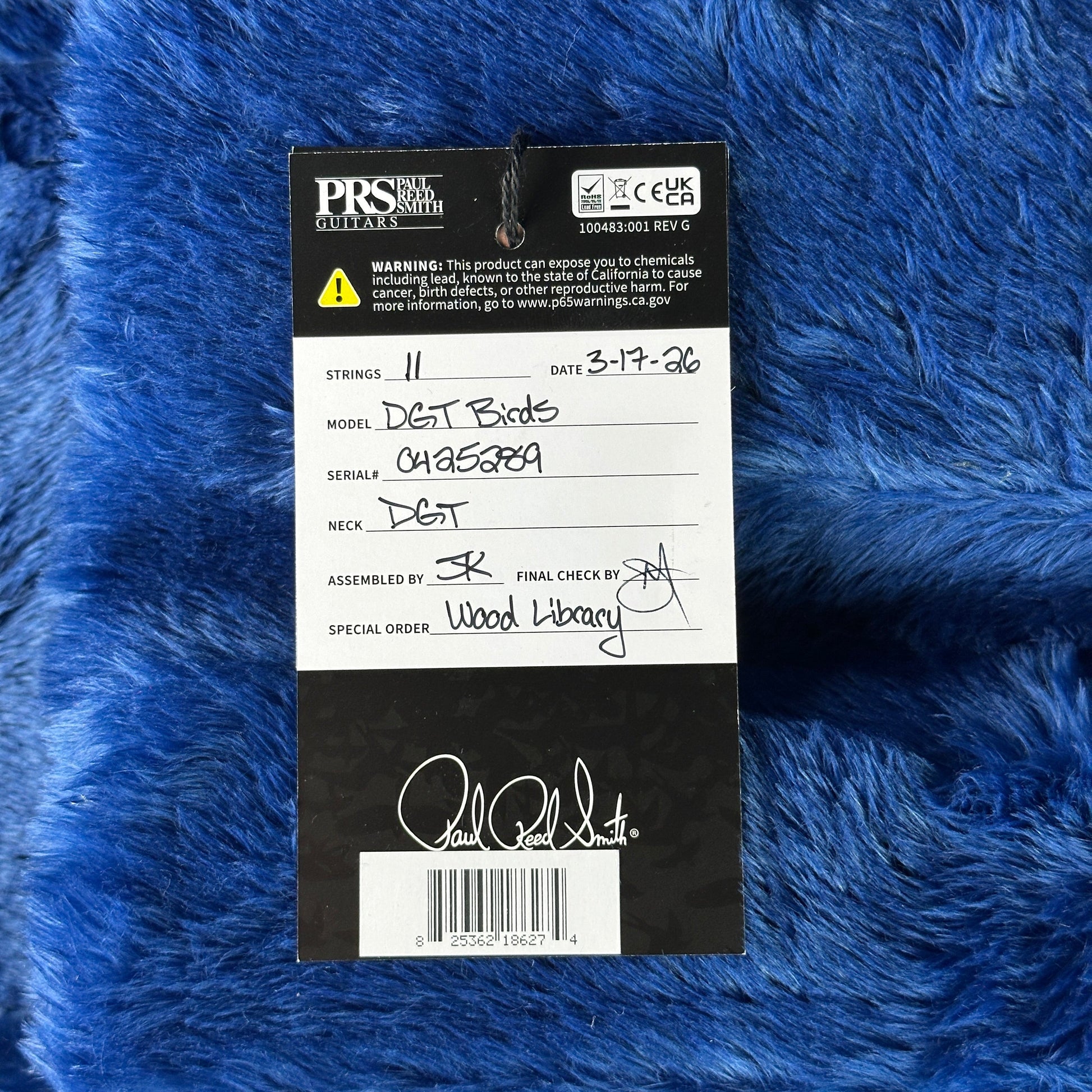 PRS Wood Library DGT 10 Top Livingston Lemondrop Korina / Brazilian RW w/case 0425289