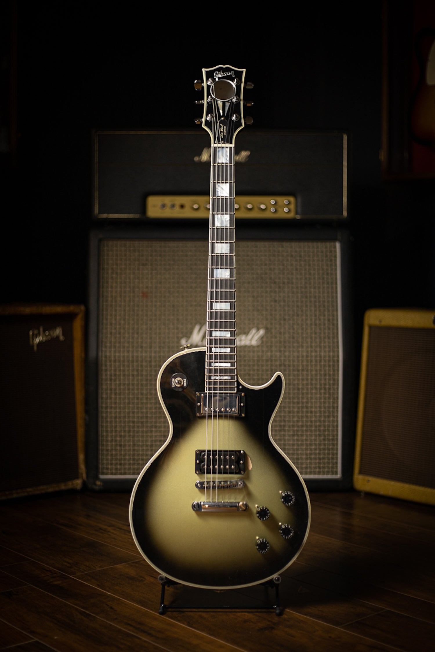 Gibson Custom Shop Adam Jones 1979 Les Paul Custom VOS Electric Guitar - Vintage Silverburst Aged