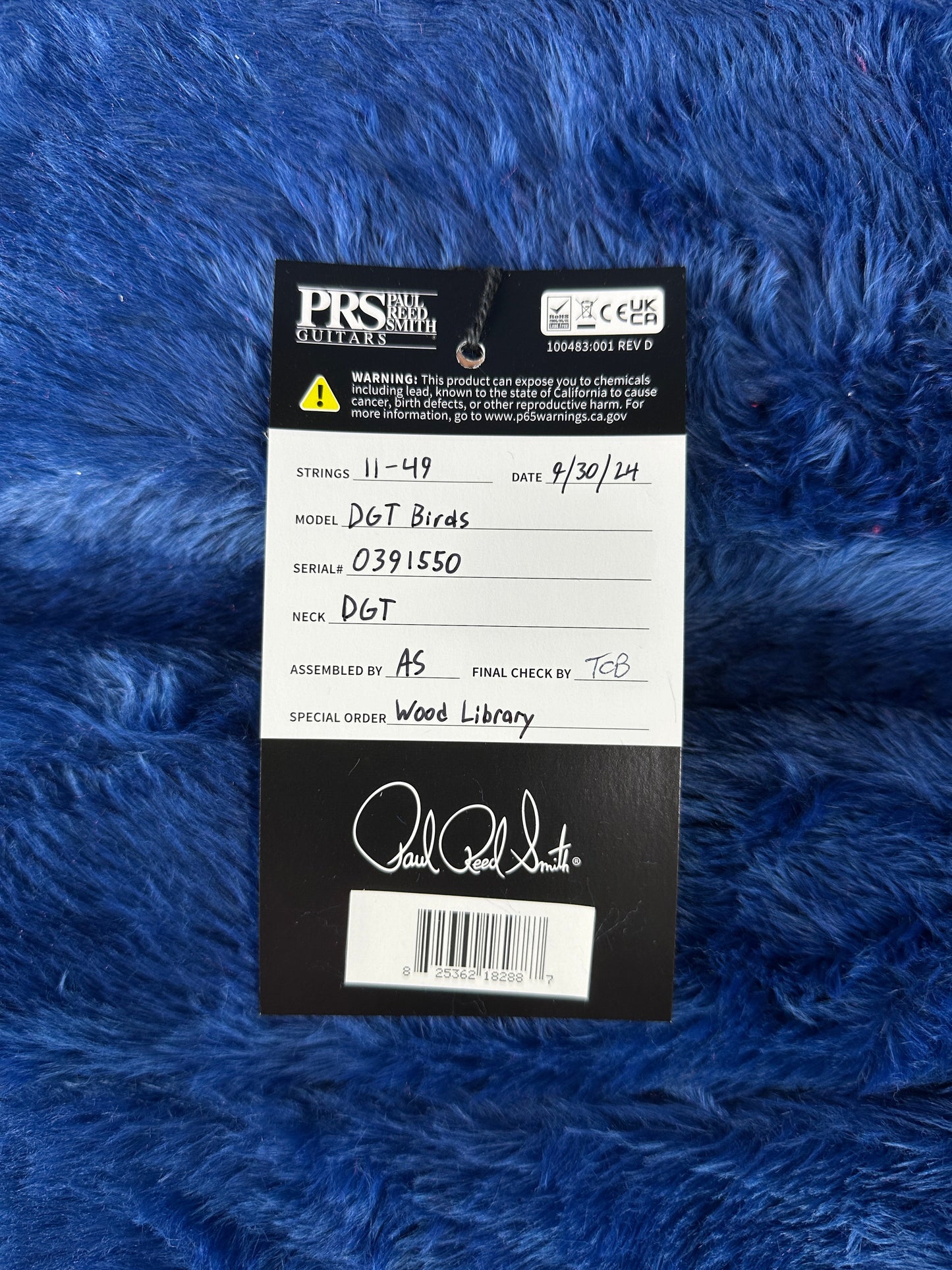 PRS TSG Exclusive Wood Library Artist DGT Frostbite Brazilian Rosewood w/case 0391550