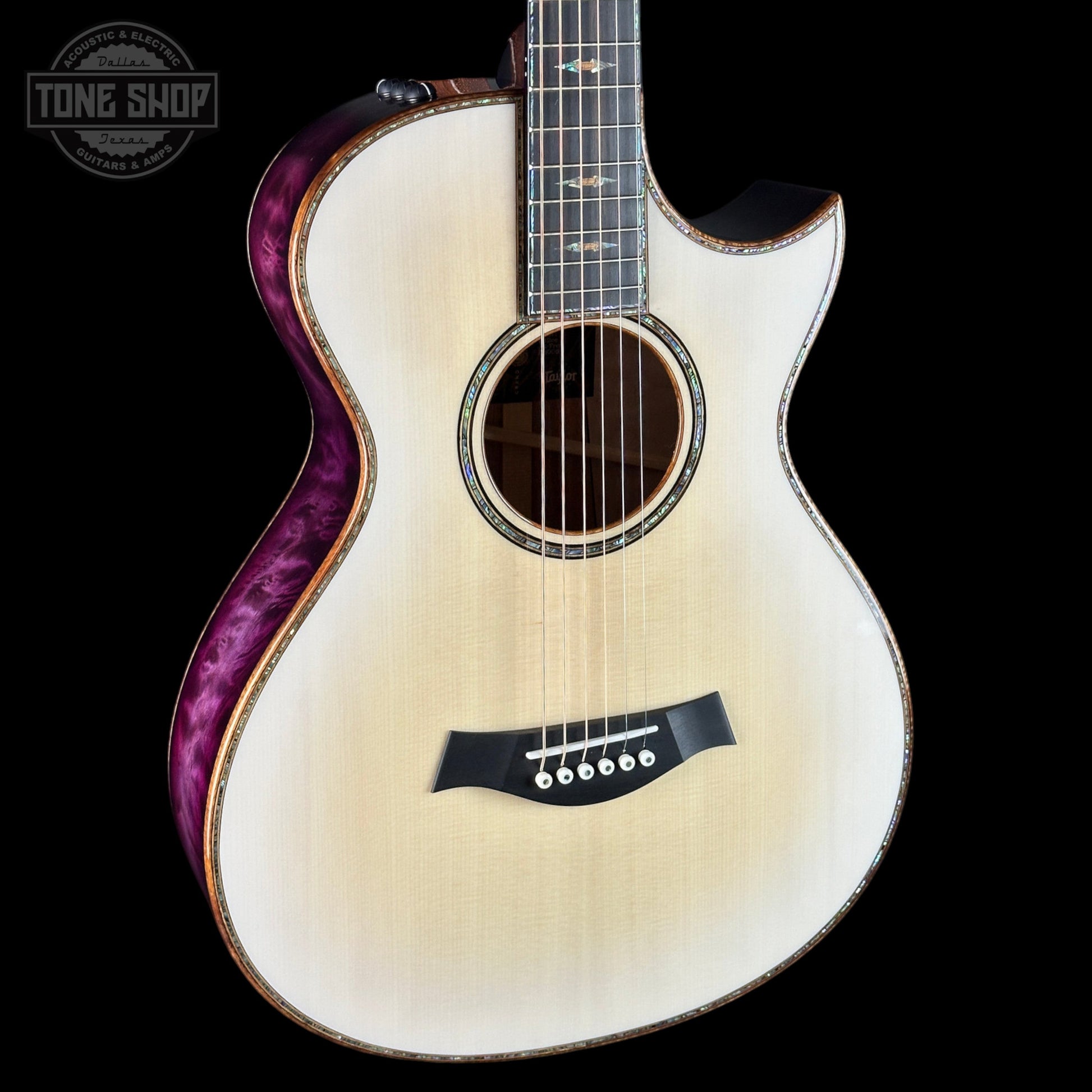 Taylor Custom Grand Concert White Burst / Lilac Wine Big Leaf Maple w/case