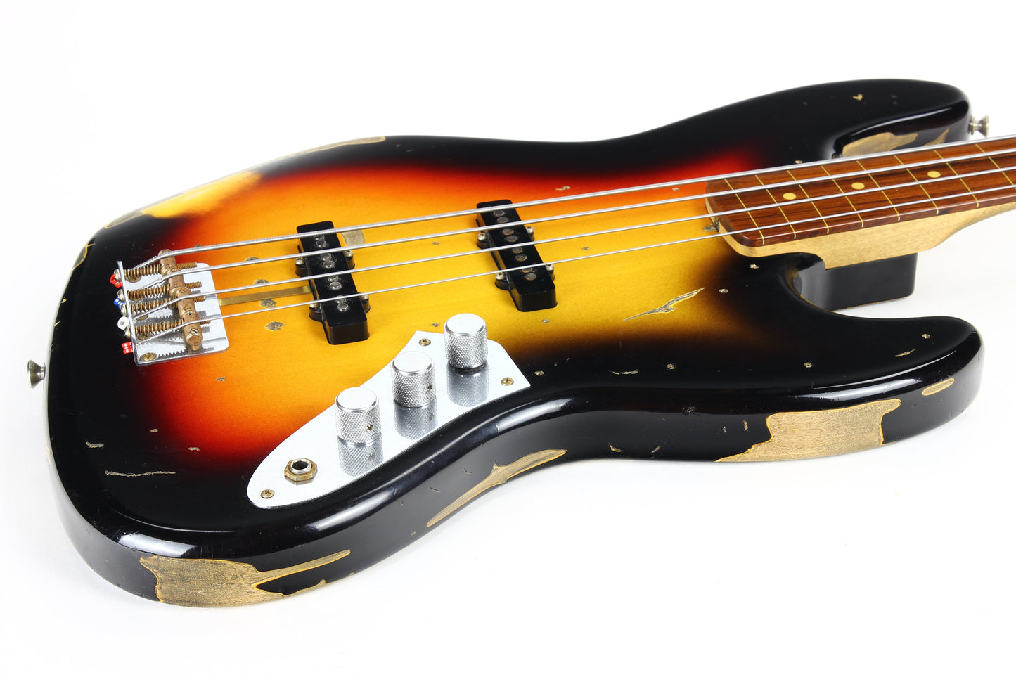 2006 Fender Custom Shop Jaco Pastorius Heavy Relic Jazz Bass Fretless Guitar - Sunburst, EXOTIC FINGERBOARD!