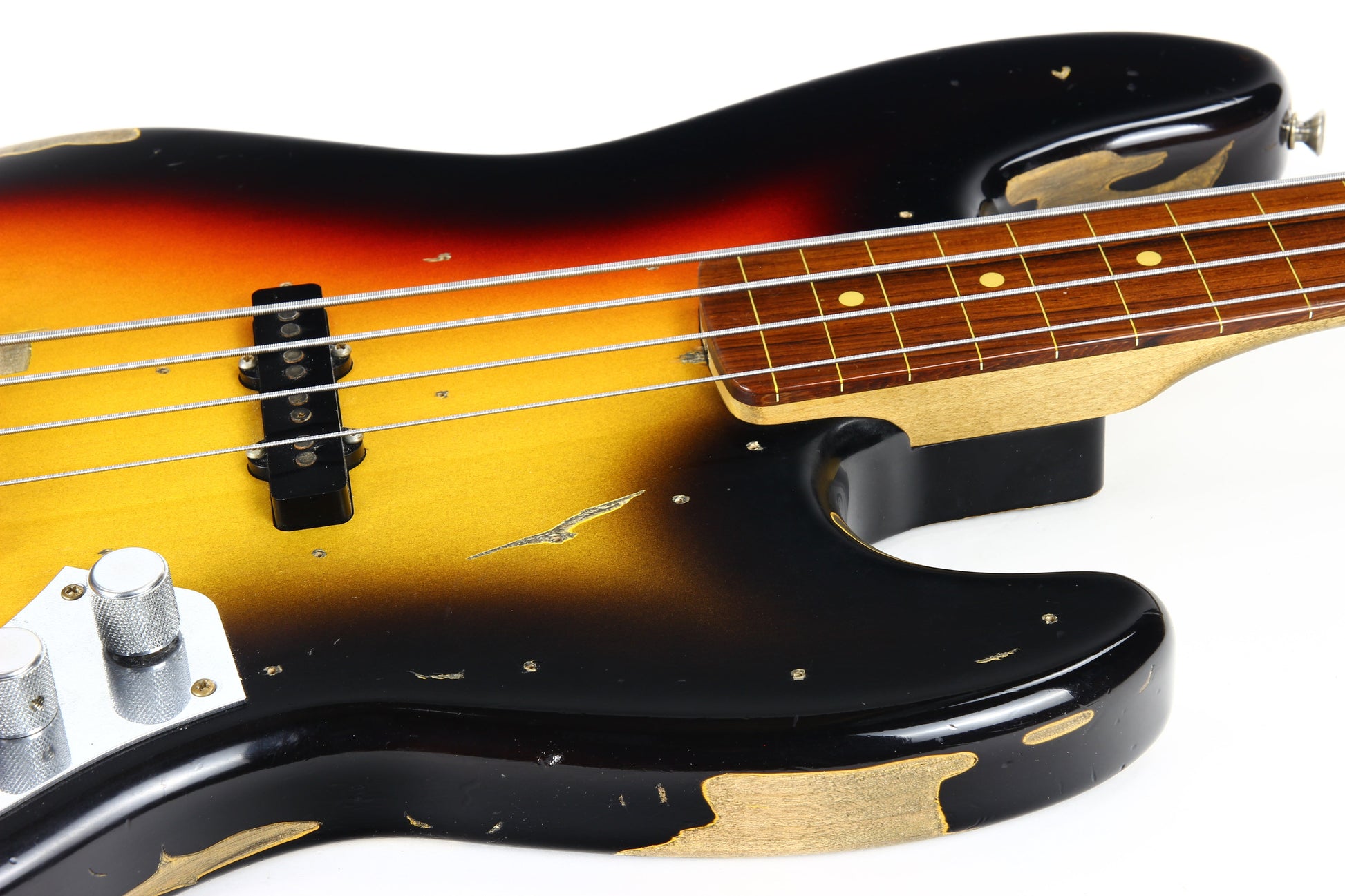 2006 Fender Custom Shop Jaco Pastorius Heavy Relic Jazz Bass Fretless Guitar - Sunburst, EXOTIC FINGERBOARD!