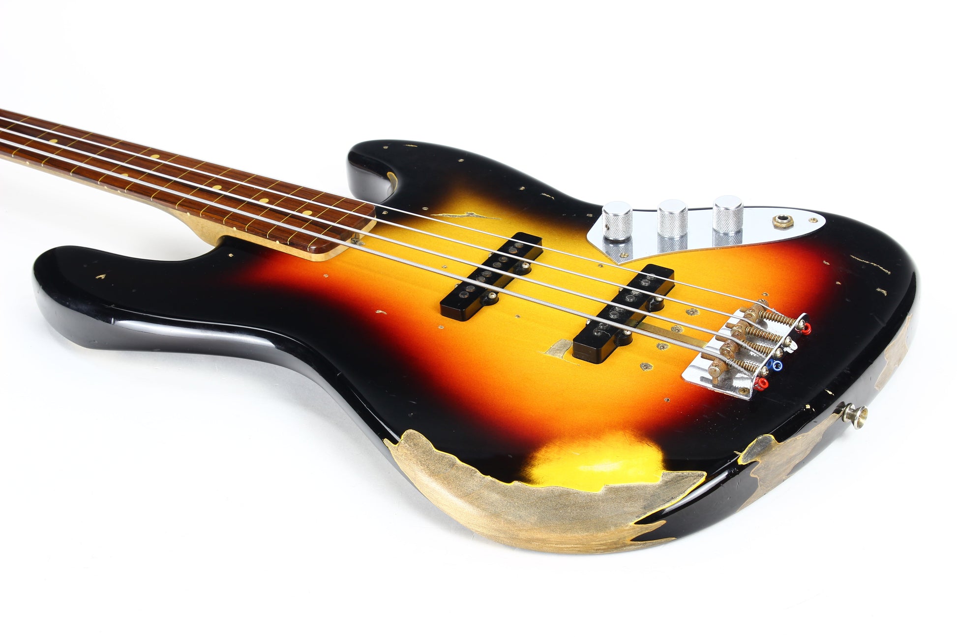 2006 Fender Custom Shop Jaco Pastorius Heavy Relic Jazz Bass Fretless Guitar - Sunburst, EXOTIC FINGERBOARD!