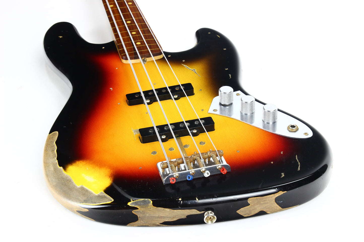 2006 Fender Custom Shop Jaco Pastorius Heavy Relic Jazz Bass Fretless Guitar - Sunburst, EXOTIC FINGERBOARD!