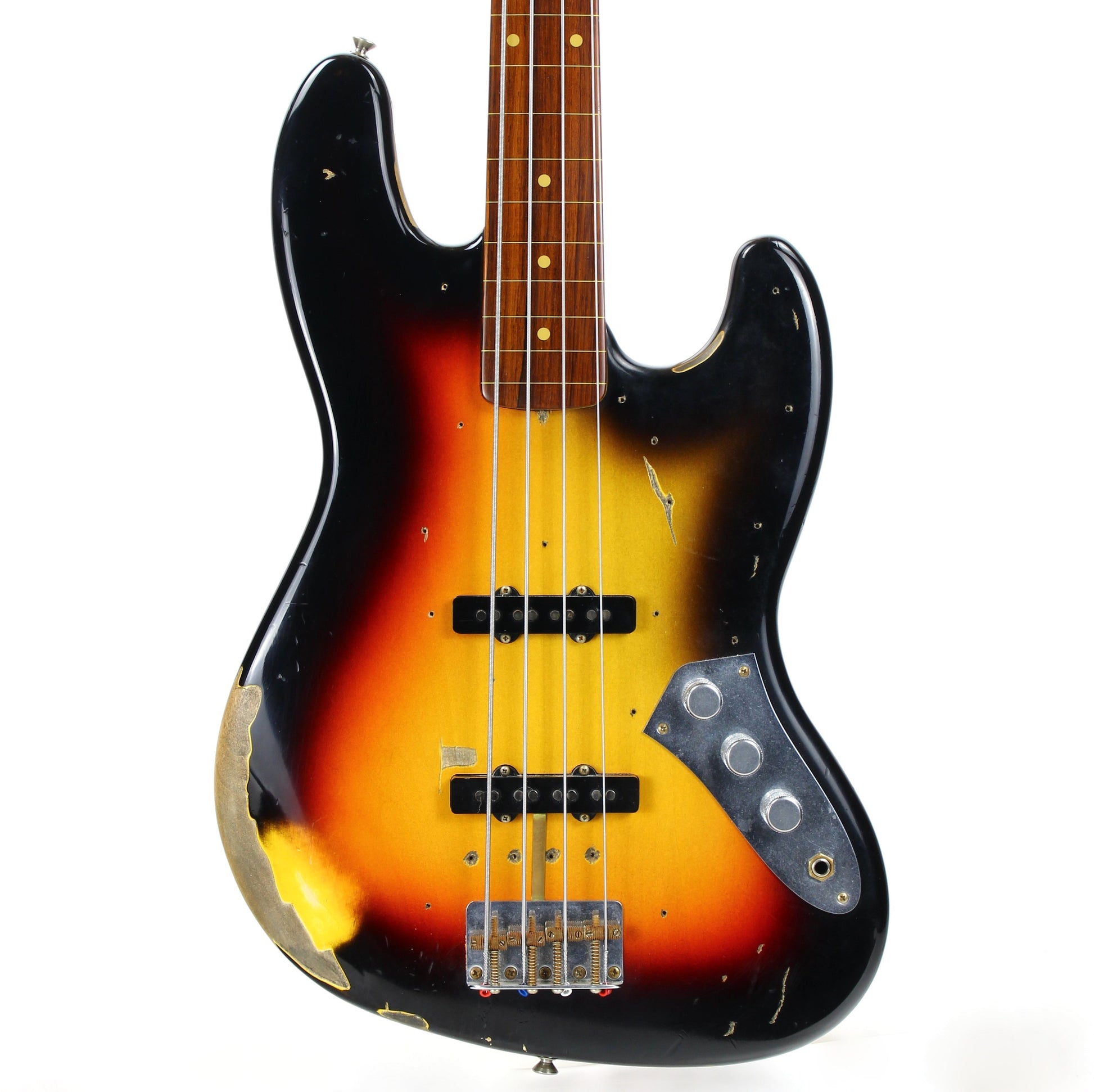 2006 Fender Custom Shop Jaco Pastorius Heavy Relic Jazz Bass Fretless Guitar - Sunburst, EXOTIC FINGERBOARD!