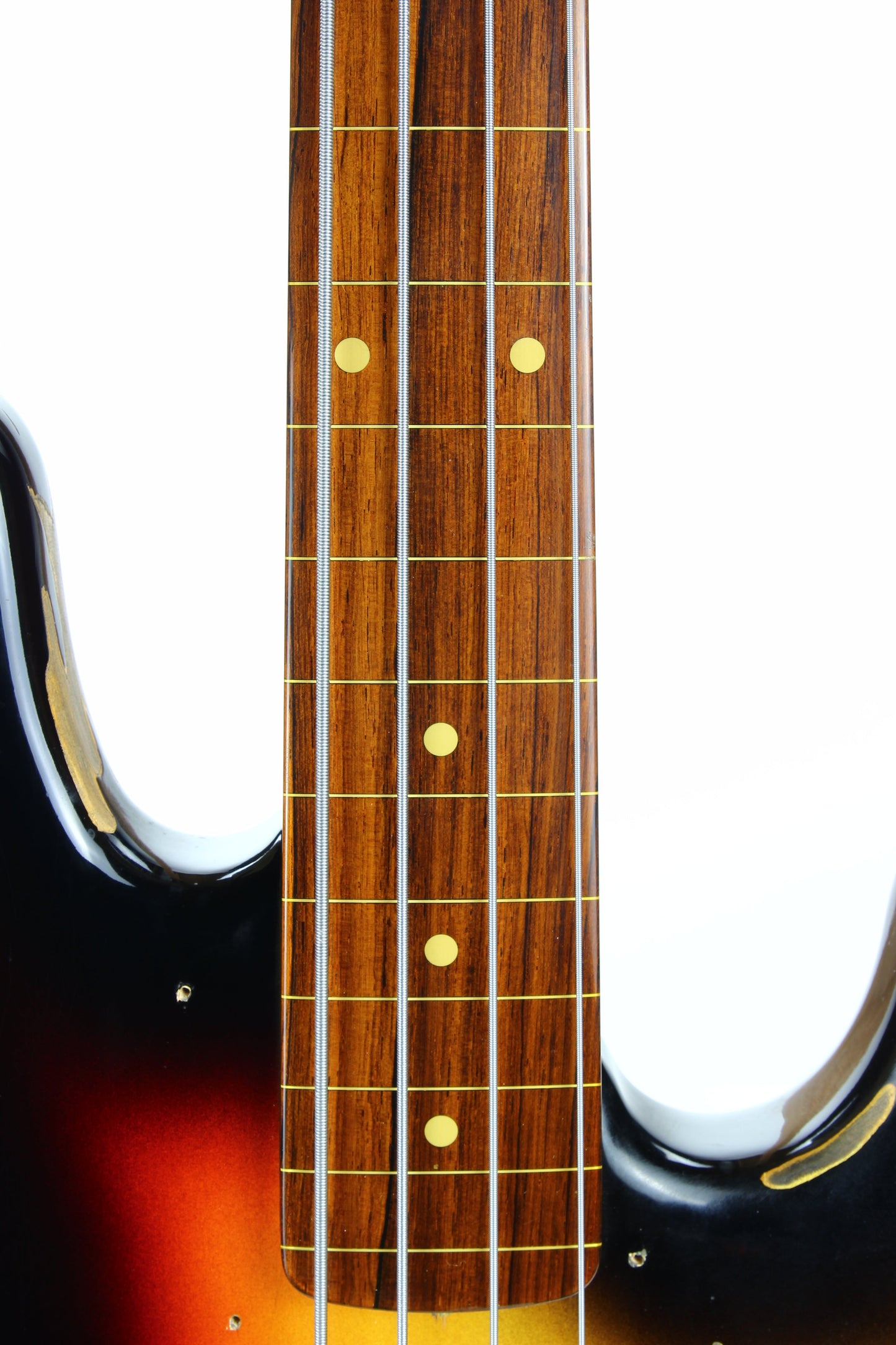 2006 Fender Custom Shop Jaco Pastorius Heavy Relic Jazz Bass Fretless Guitar - Sunburst, EXOTIC FINGERBOARD!