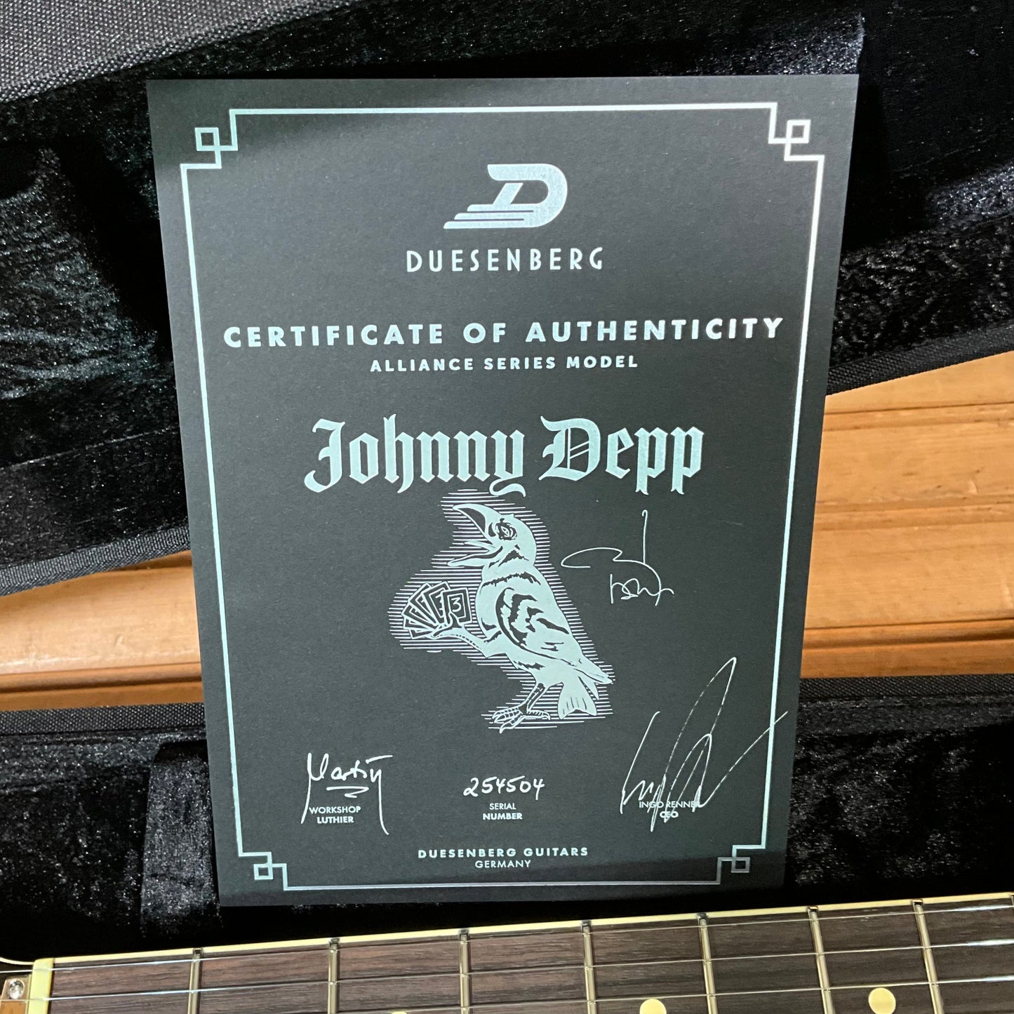 Duesenberg Johnny Depp Signature Electric Guitar - Aluminum W/ Johnny Depp Tattoo Artwork