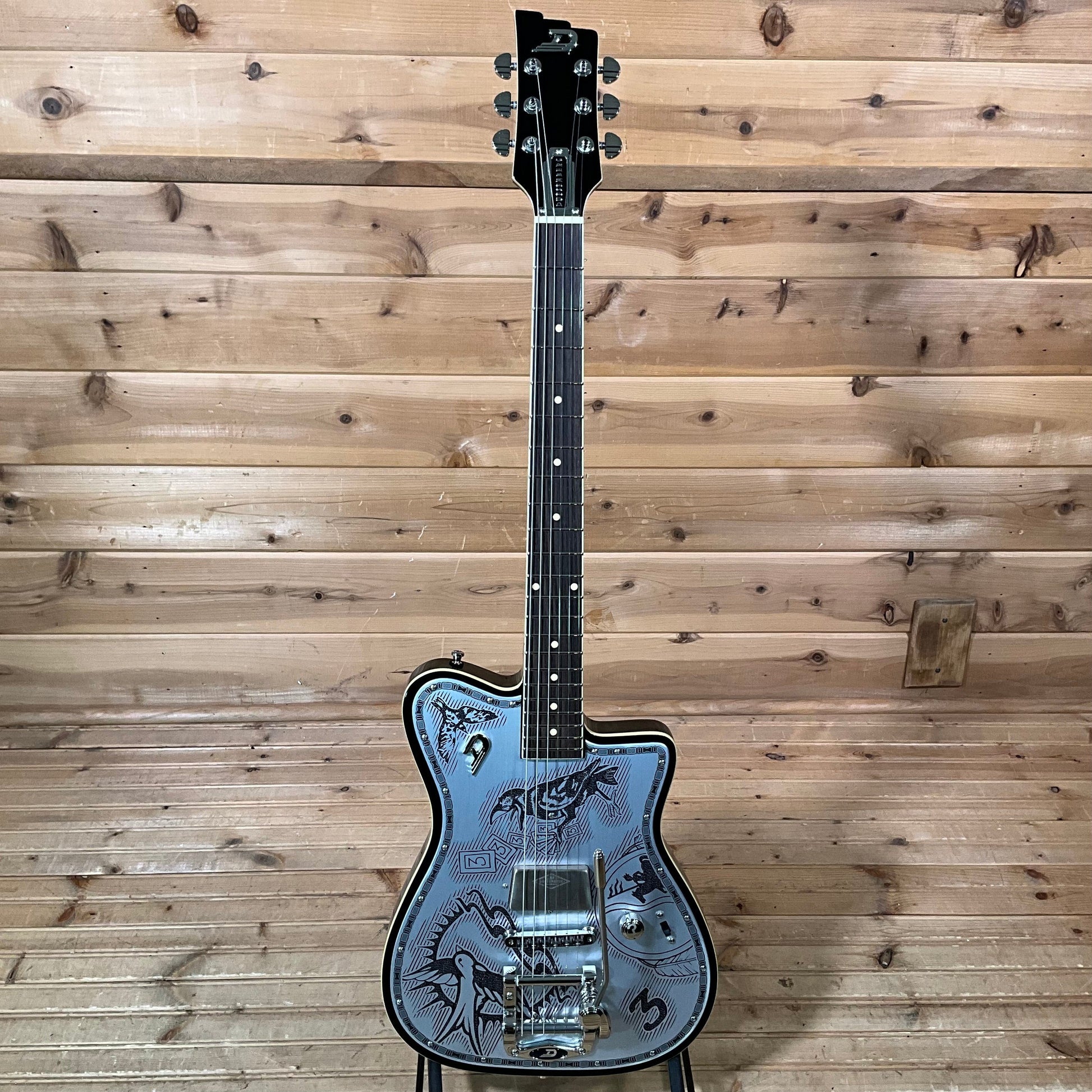 Duesenberg Johnny Depp Signature Electric Guitar - Aluminum W/ Johnny Depp Tattoo Artwork
