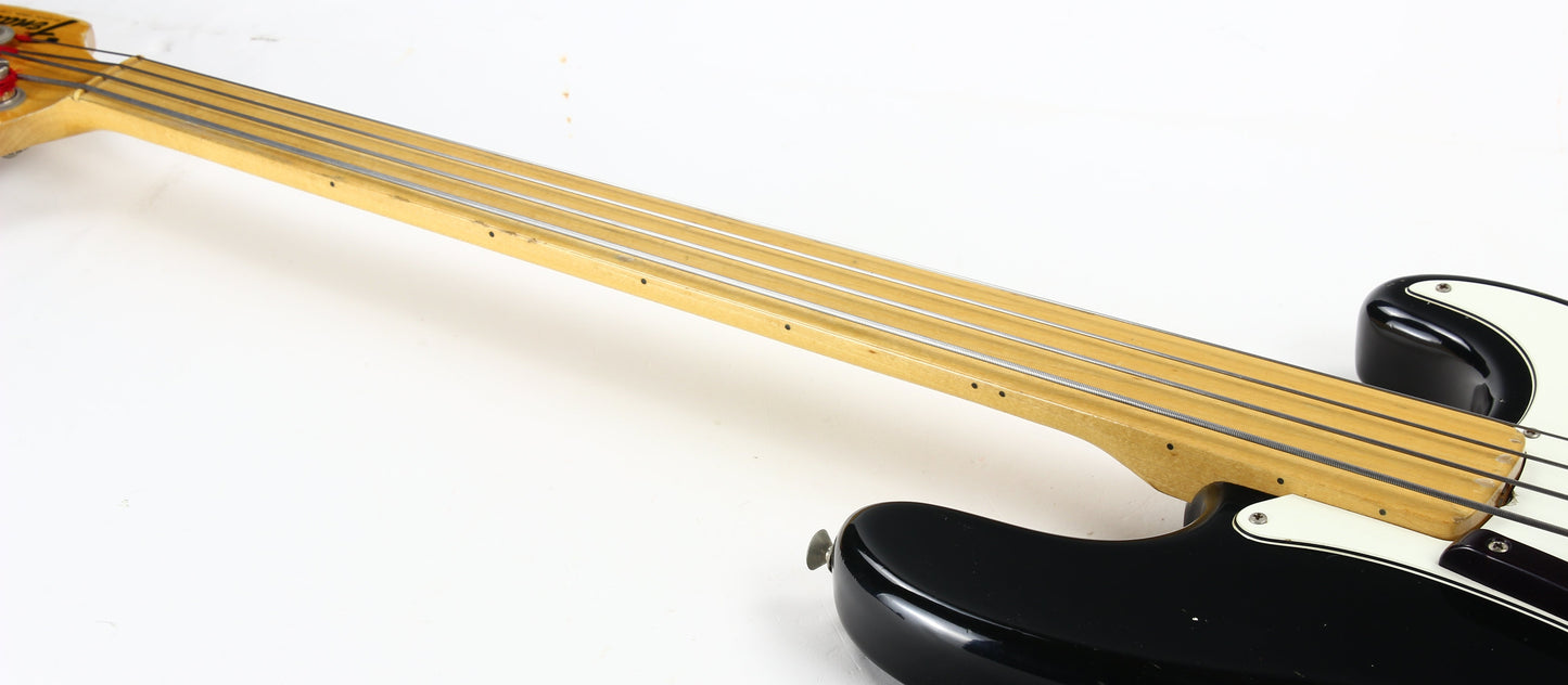 1974 Fender Precision Bass Fretless Black Custom Color - ALL ORIGINAL Vintage P! 1970’s, Maple Board