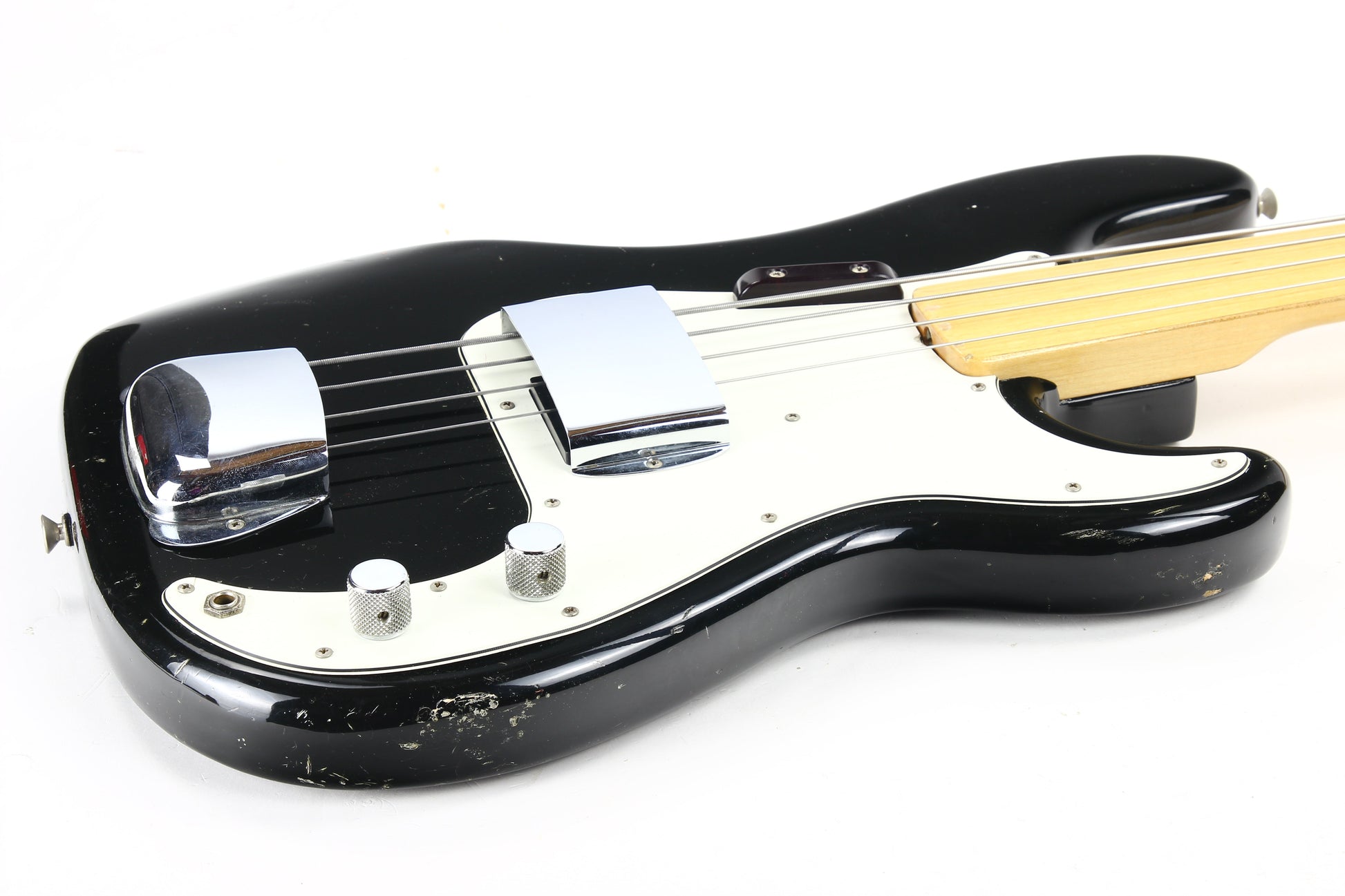 1974 Fender Precision Bass Fretless Black Custom Color - ALL ORIGINAL Vintage P! 1970’s, Maple Board
