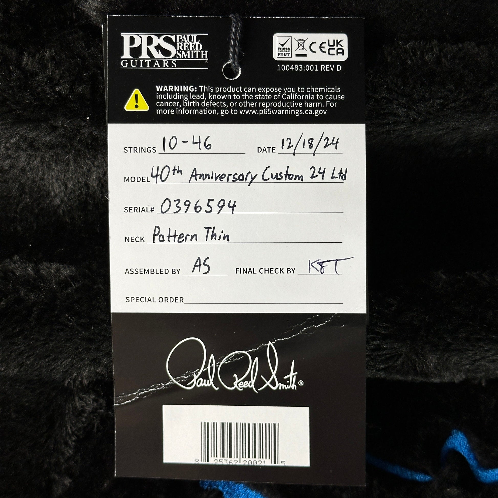 PRS 40th Anniversary Custom 24 Limited Edition Tiger Eye w/case