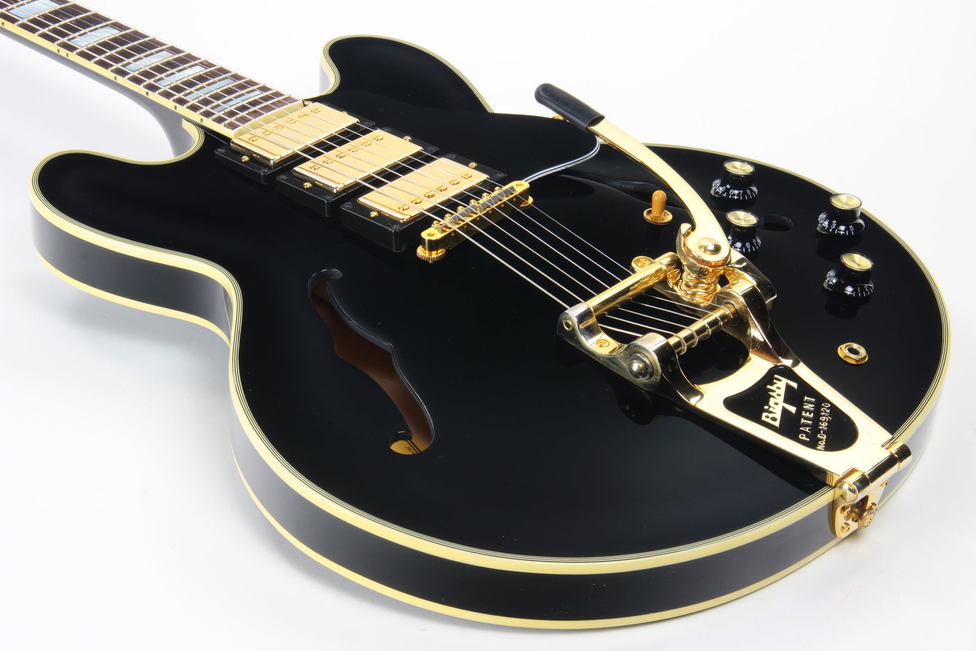 2019 Gibson Memphis Limited Edition ES-355 Black Beauty 3 Pickups Bigsby - Les Paul Custom Ebony
