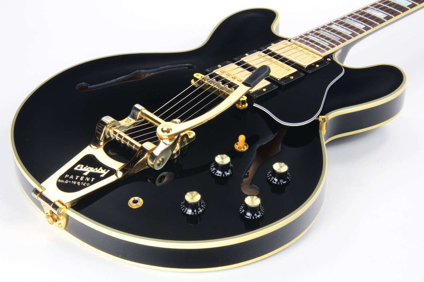 2019 Gibson Memphis Limited Edition ES-355 Black Beauty 3 Pickups Bigsby - Les Paul Custom Ebony